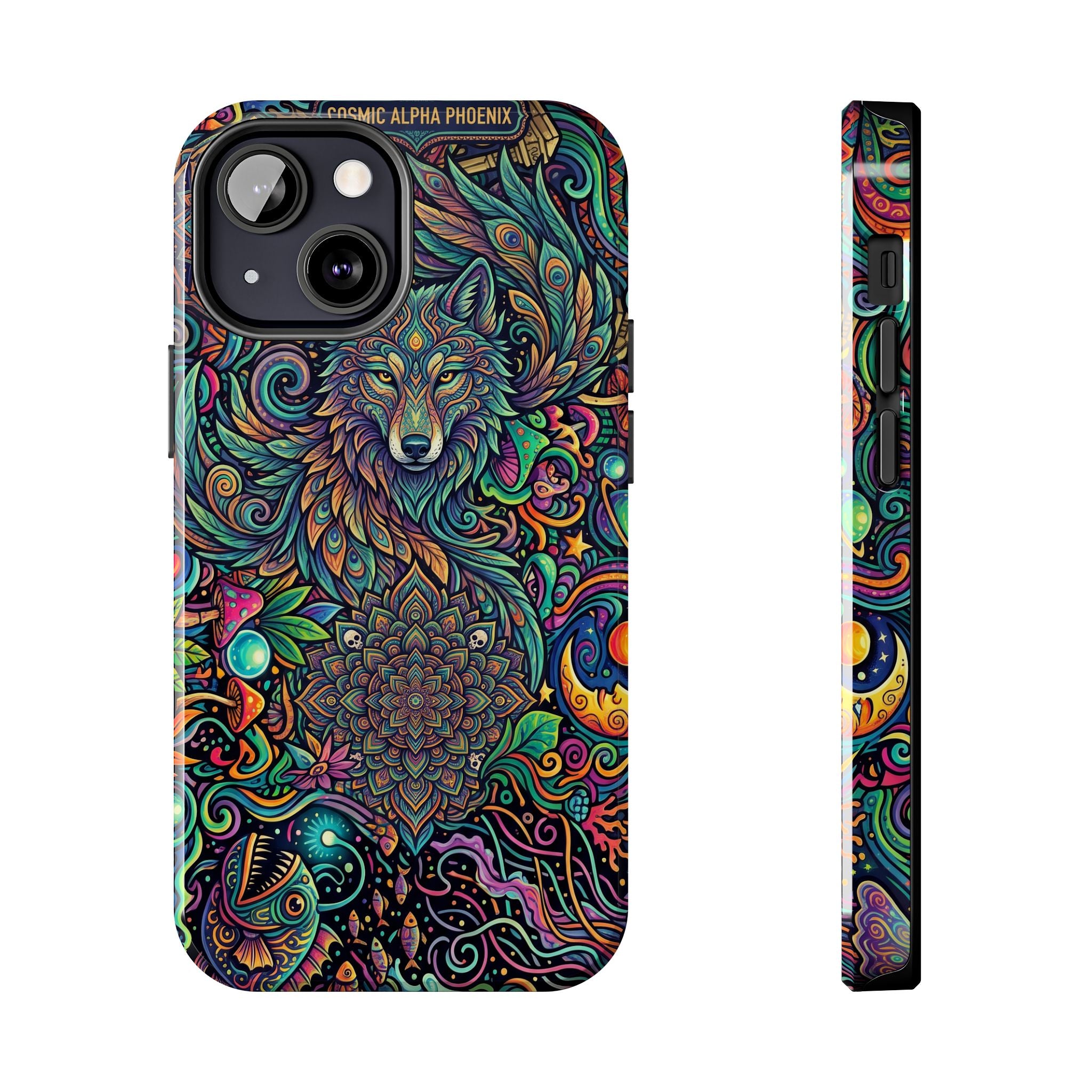 Wolf Mandala Tough Phone Case — Boho Psychedelic Protective Phone Cover