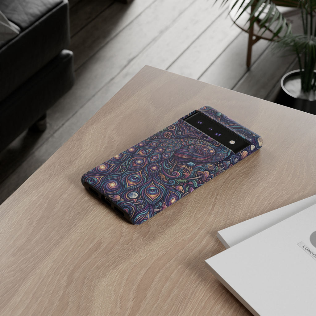 Peacock Mandala Phone Case — Protective Tough Case with Mystic Boho Design