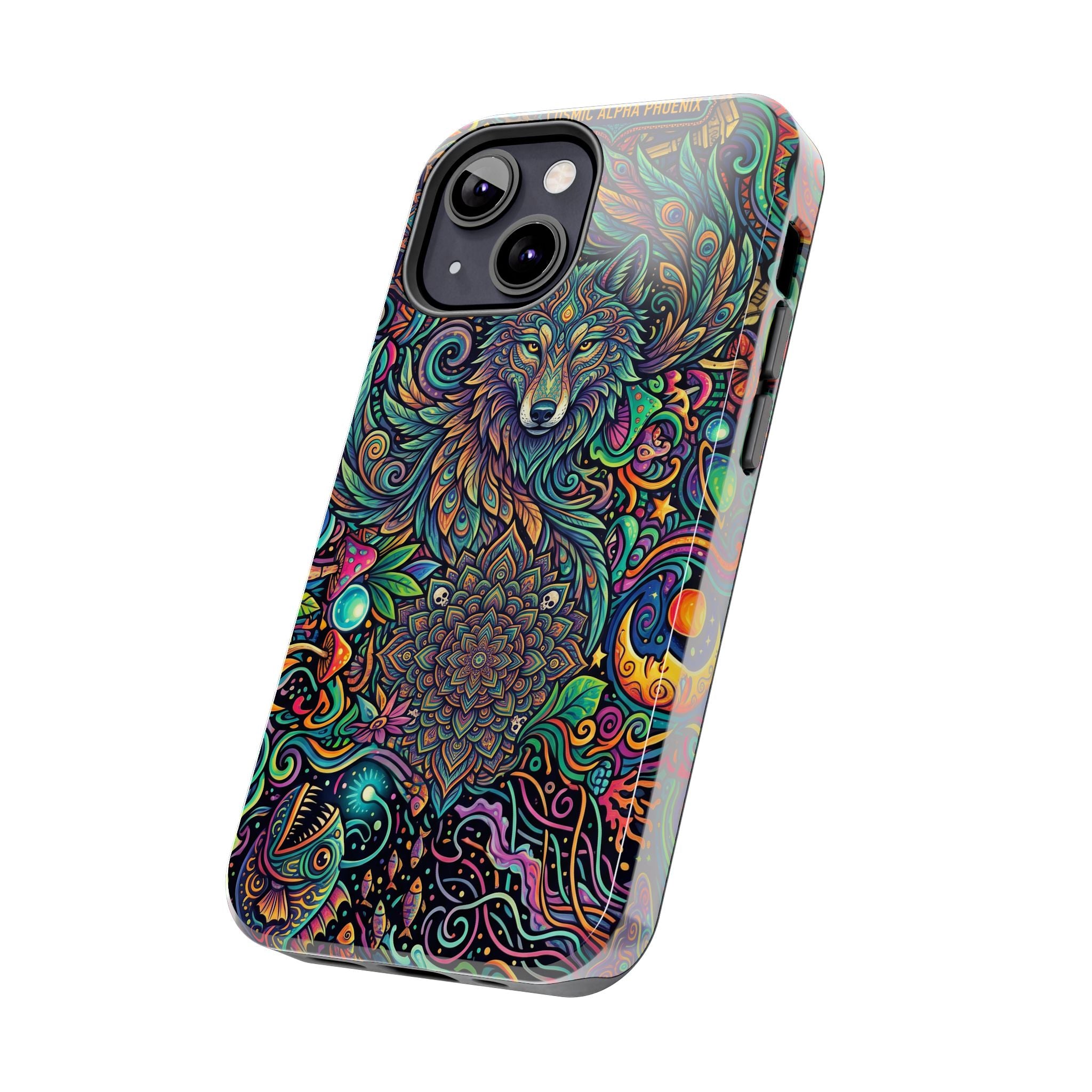 Wolf Mandala Tough Phone Case — Boho Psychedelic Protective Phone Cover