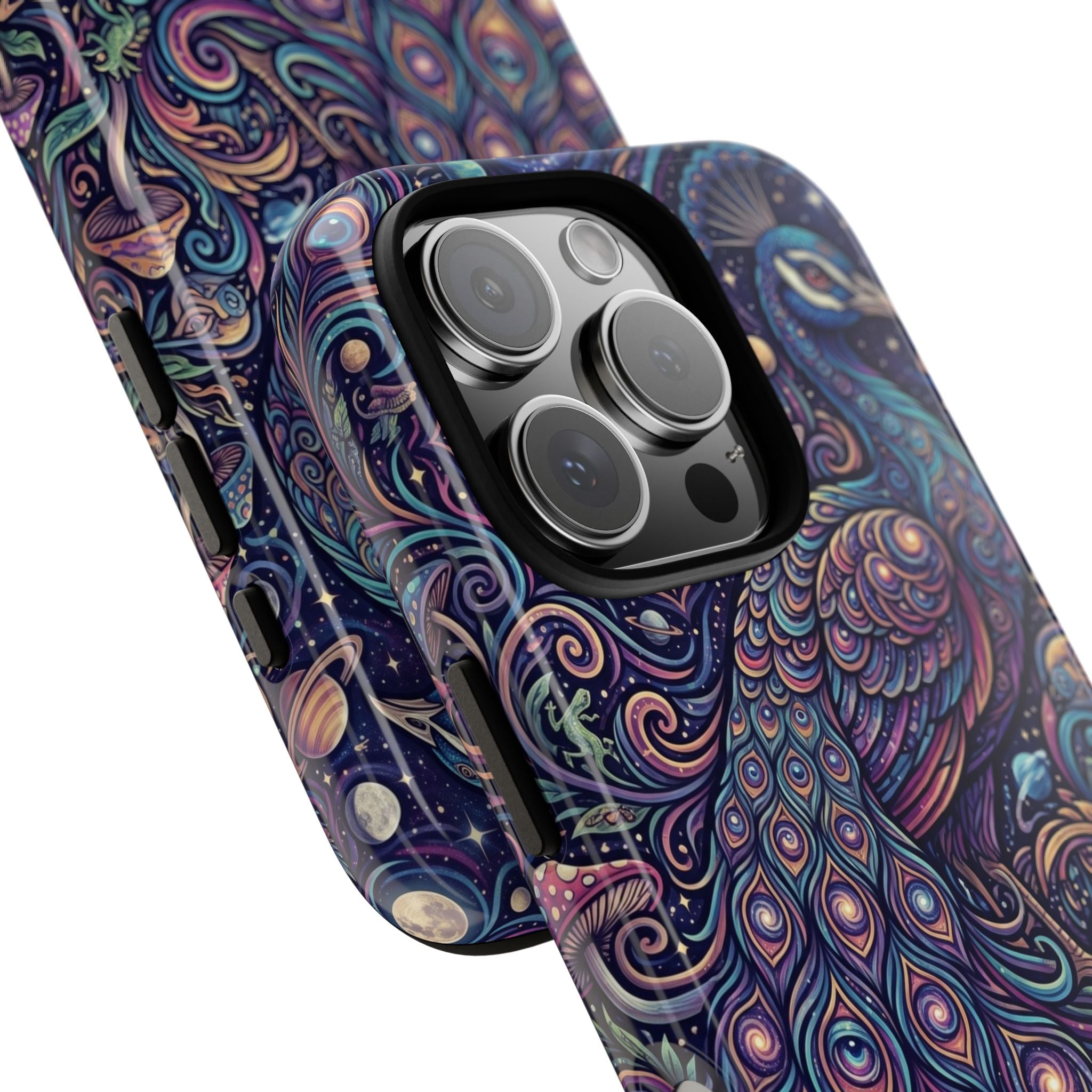 Peacock Mandala Phone Case — Protective Tough Case with Mystic Boho Design
