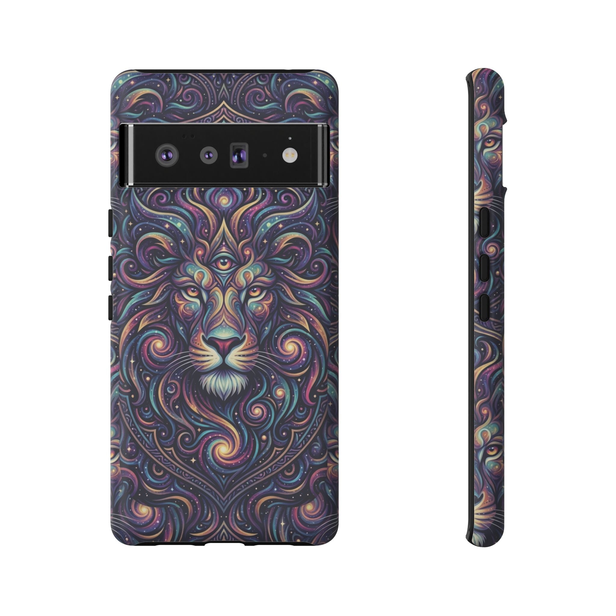 Lion Mandala Phone Case — Psychedelic Swirl Protective Cover