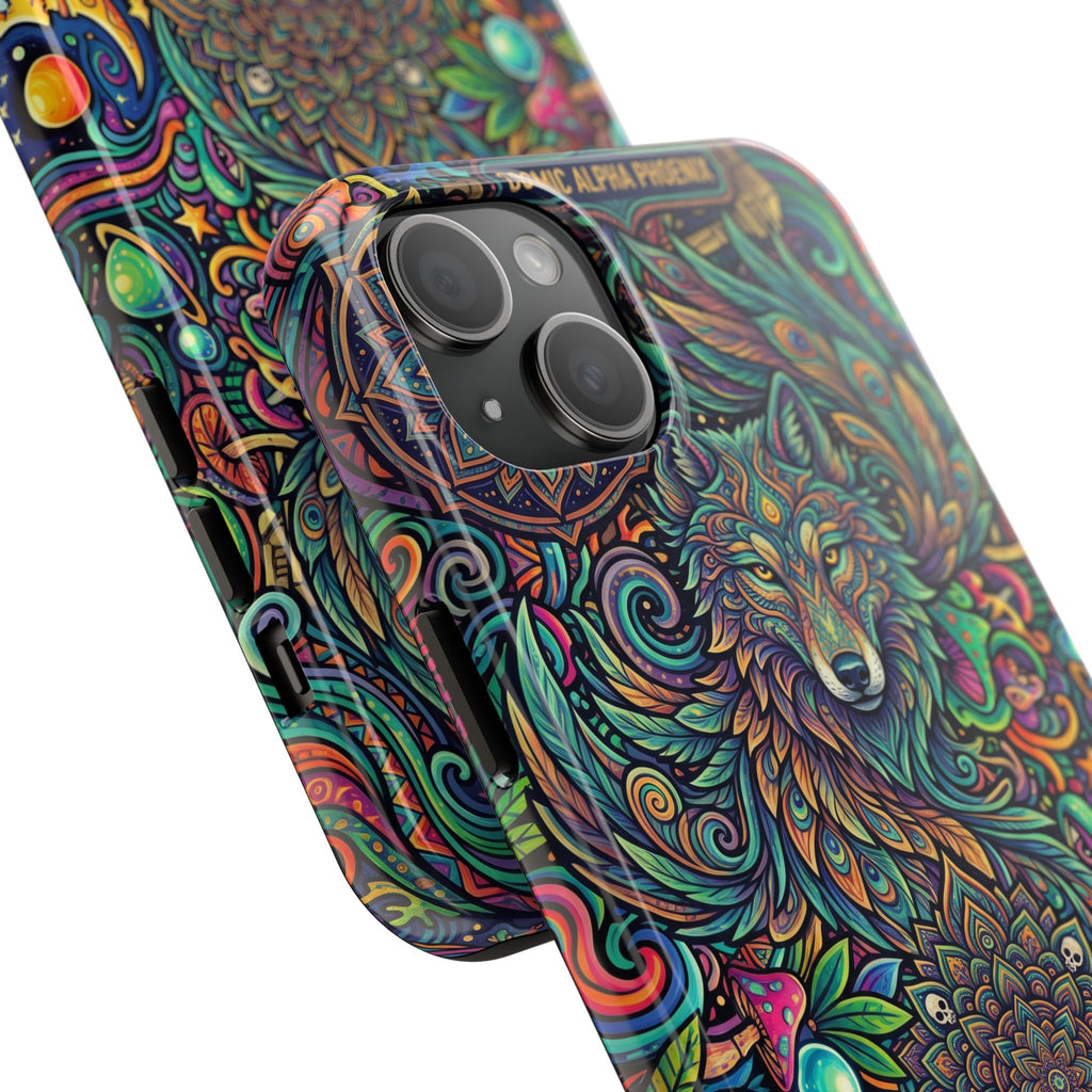 Wolf Mandala Tough Phone Case — Boho Psychedelic Protective Phone Cover