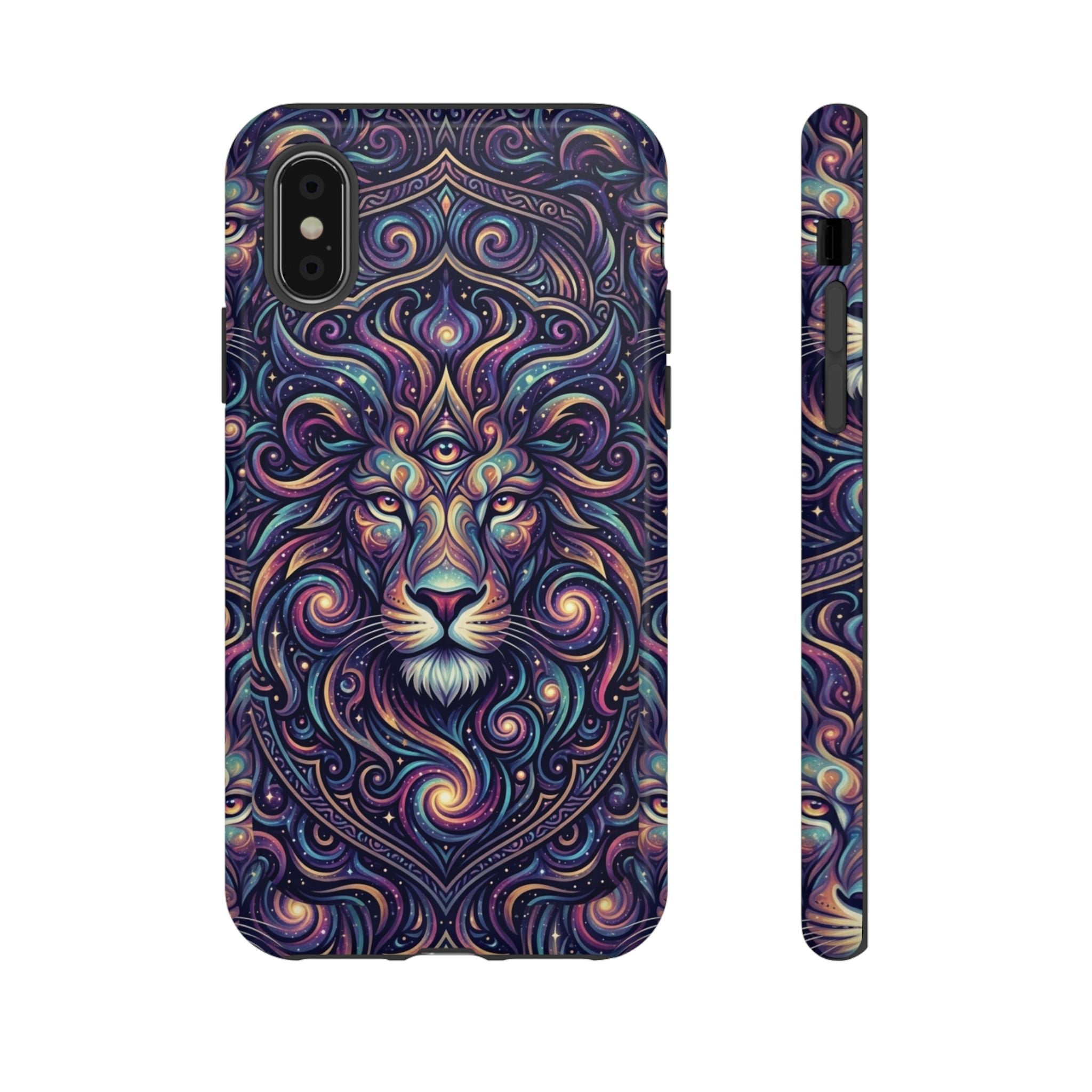 Lion Mandala Phone Case — Psychedelic Swirl Protective Cover