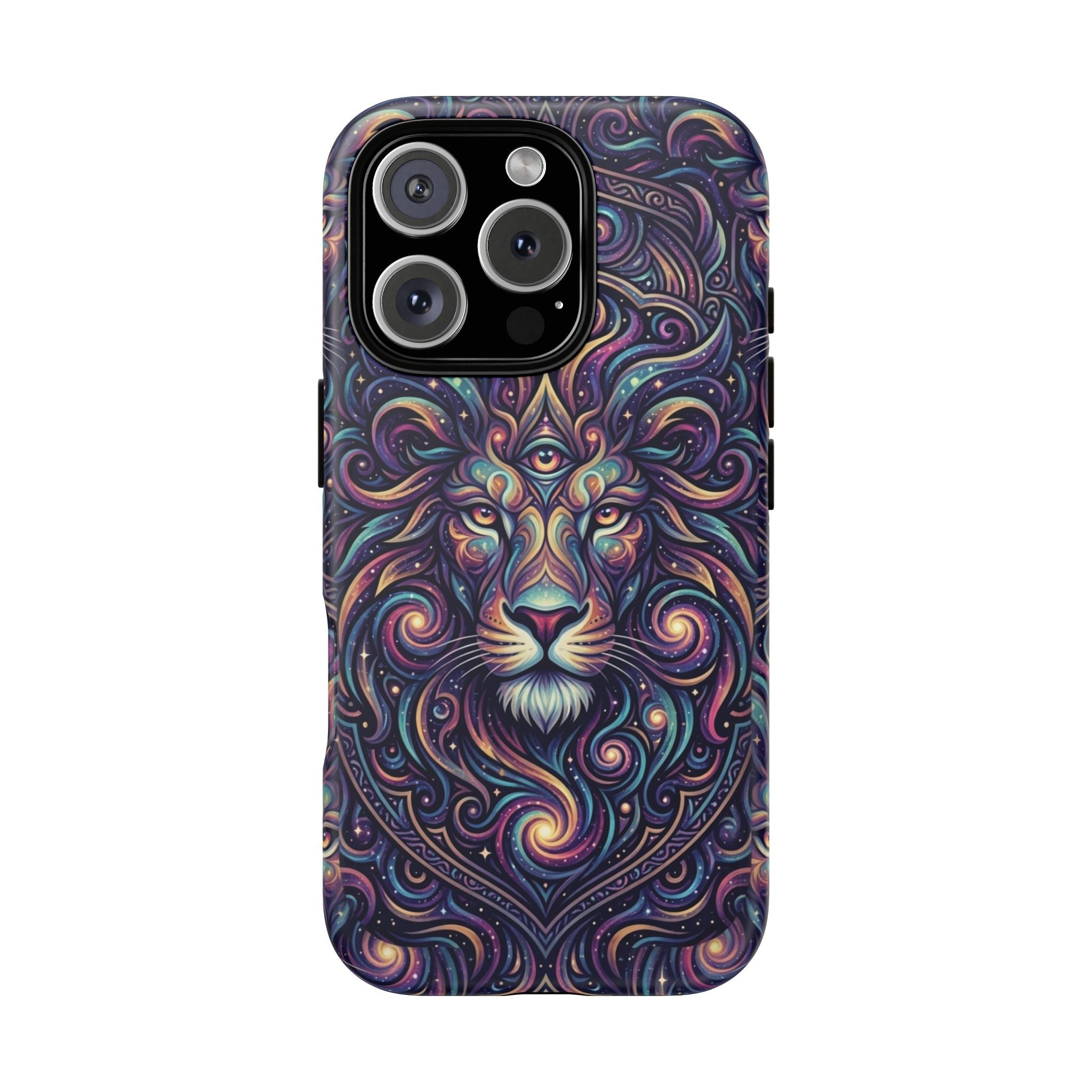 Lion Mandala Phone Case — Psychedelic Swirl Protective Cover