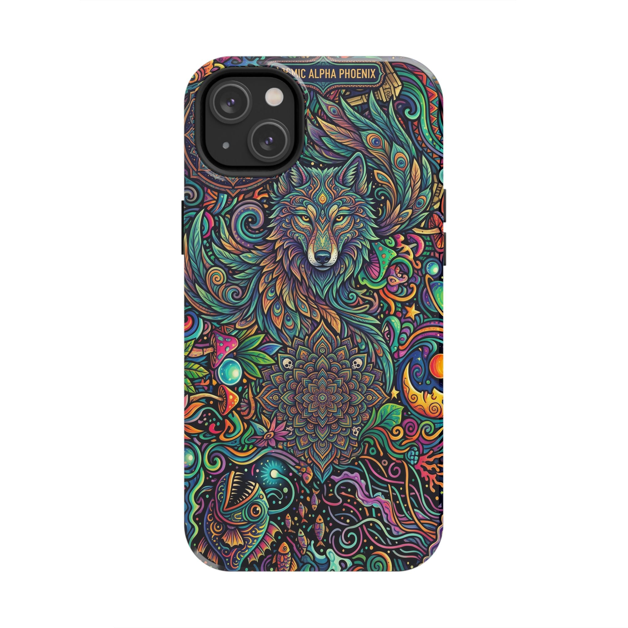 Wolf Mandala Tough Phone Case — Boho Psychedelic Protective Phone Cover