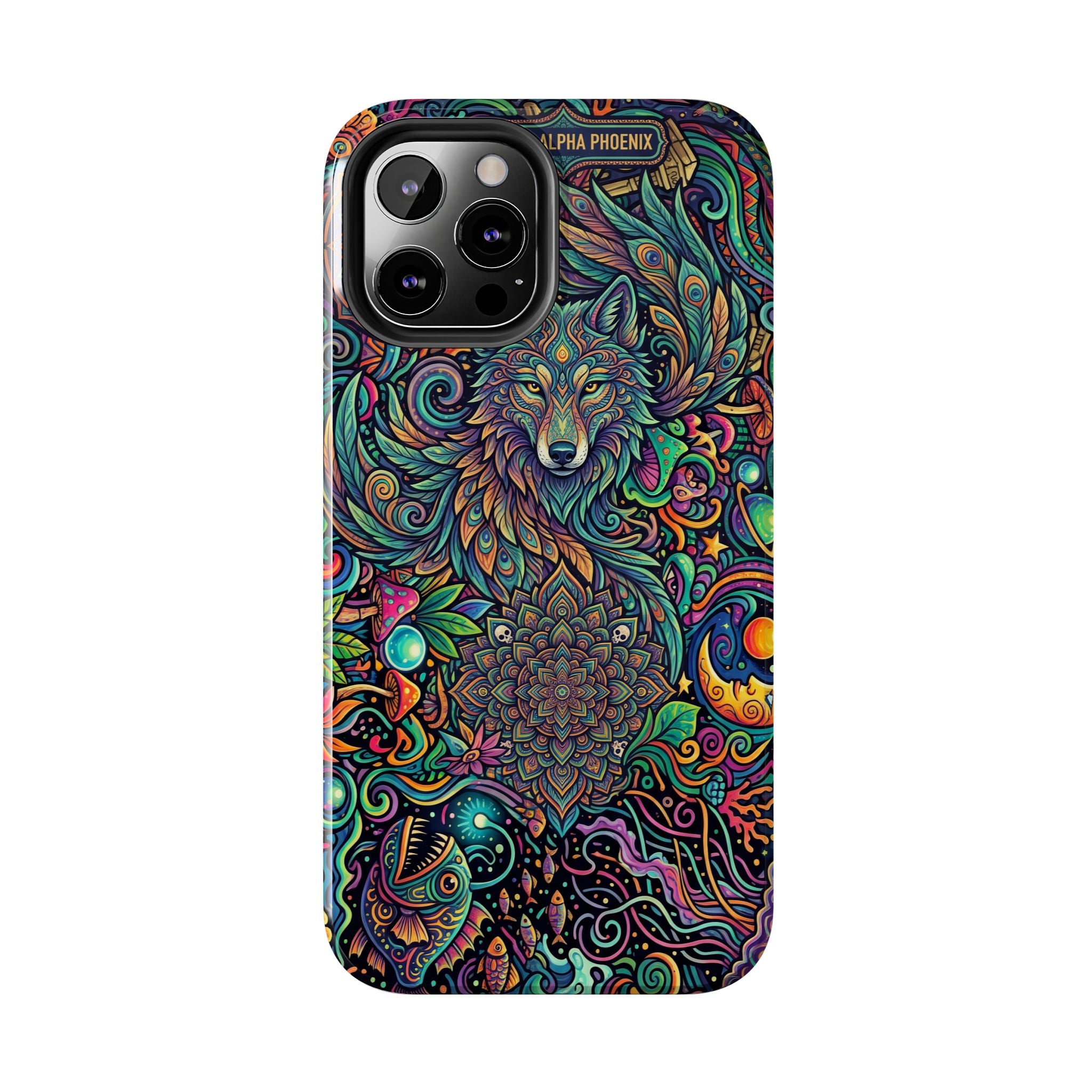 Wolf Mandala Tough Phone Case — Boho Psychedelic Protective Phone Cover