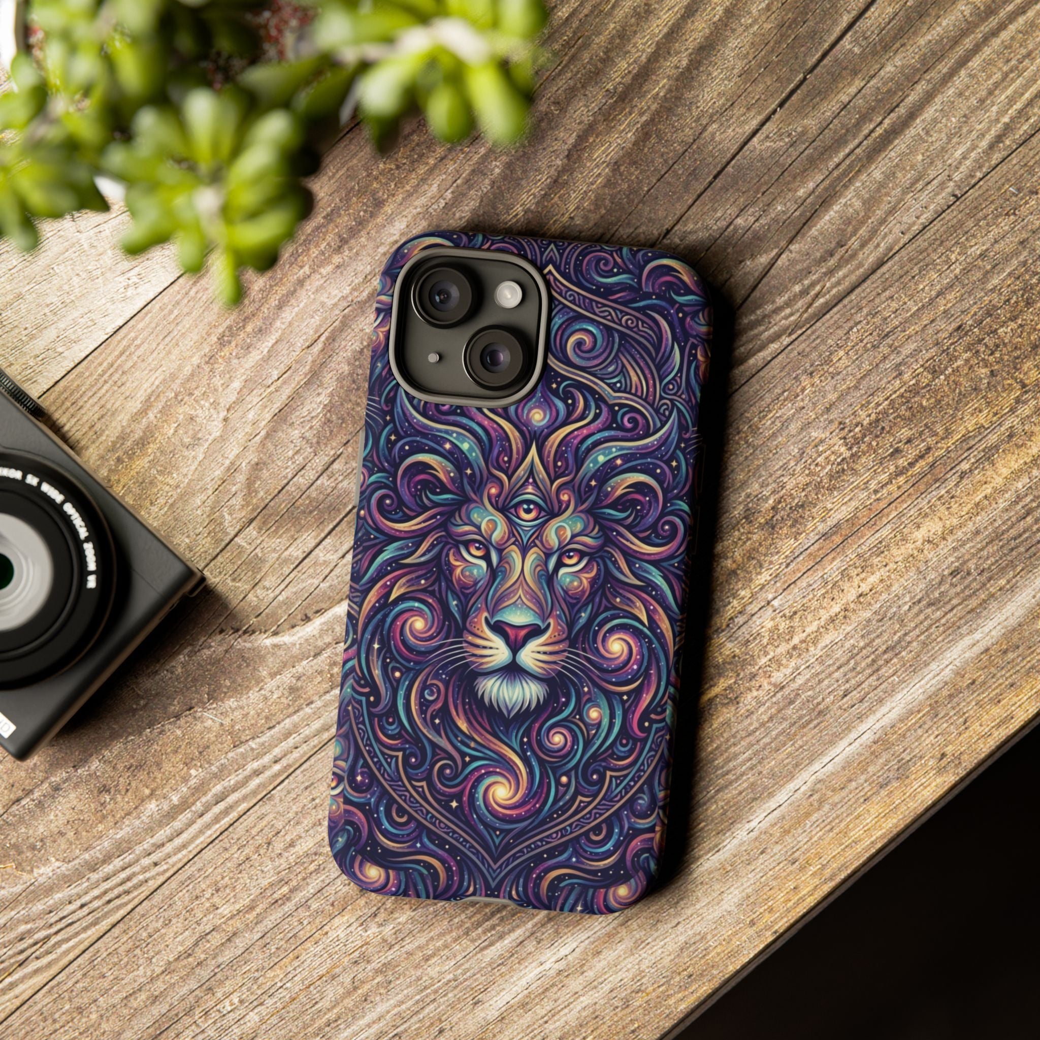Lion Mandala Phone Case — Psychedelic Swirl Protective Cover