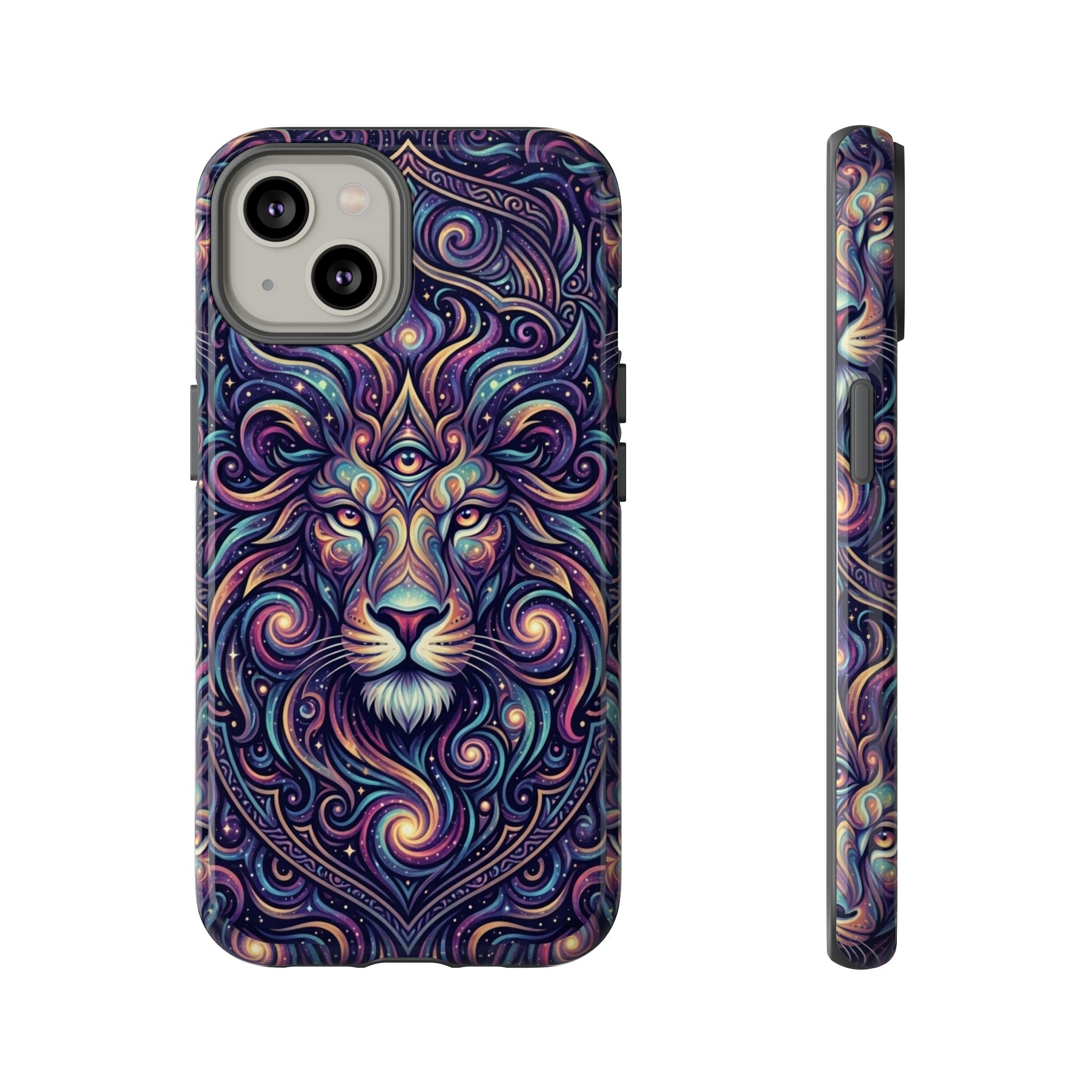 Lion Mandala Phone Case — Psychedelic Swirl Protective Cover