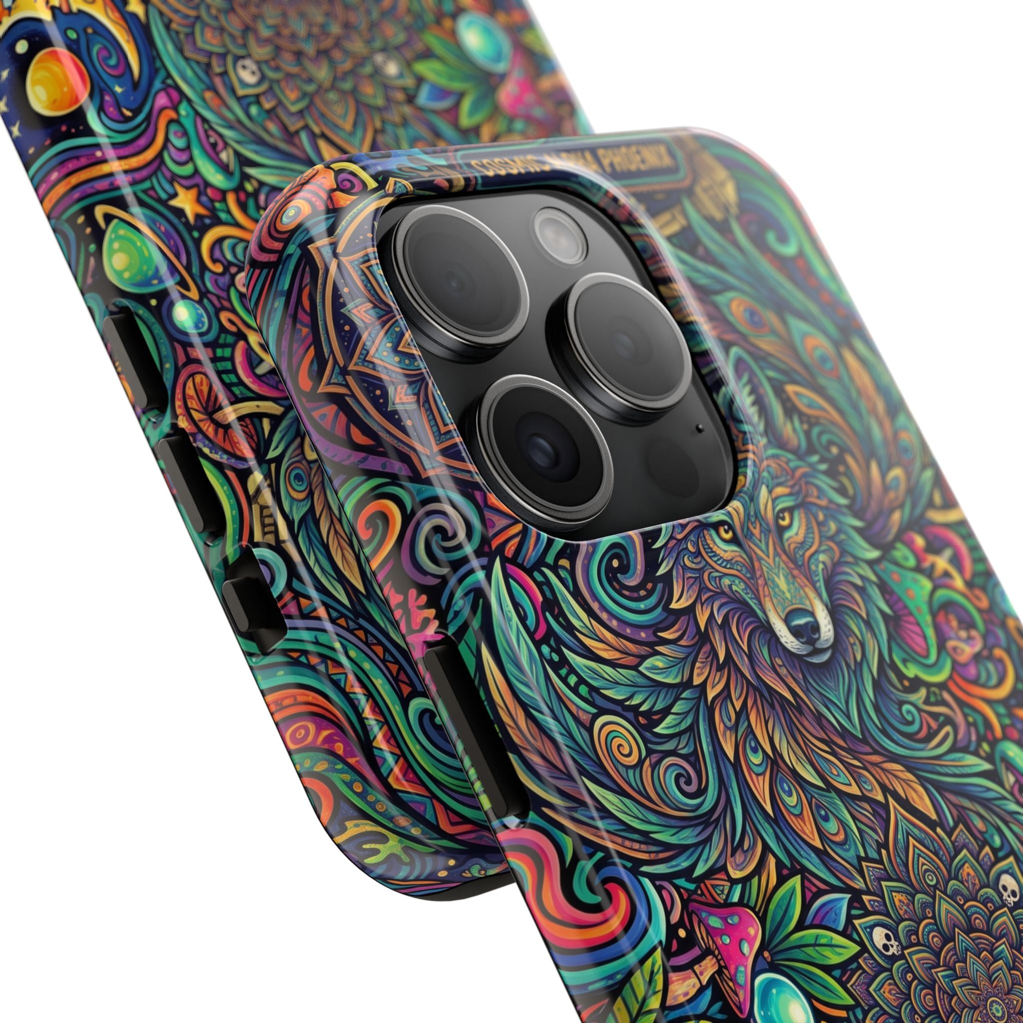 Wolf Mandala Tough Phone Case — Boho Psychedelic Protective Phone Cover