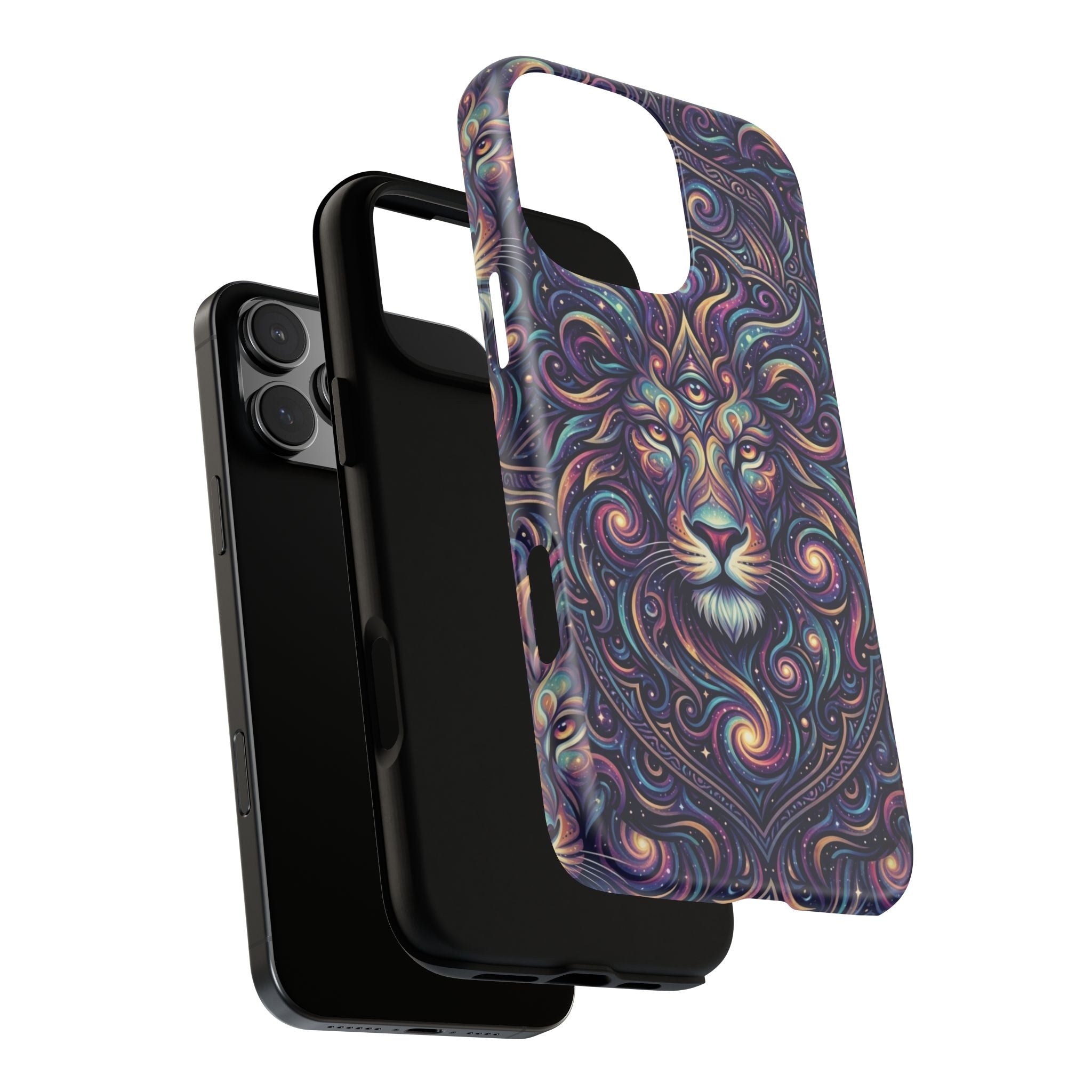 Lion Mandala Phone Case — Psychedelic Swirl Protective Cover