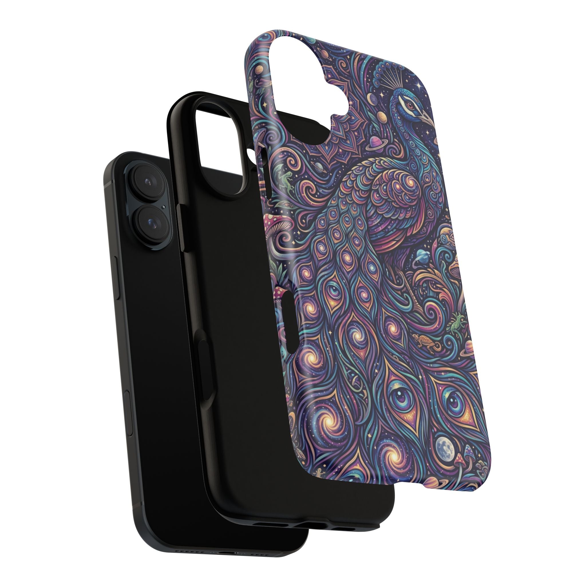 Peacock Mandala Phone Case — Protective Tough Case with Mystic Boho Design