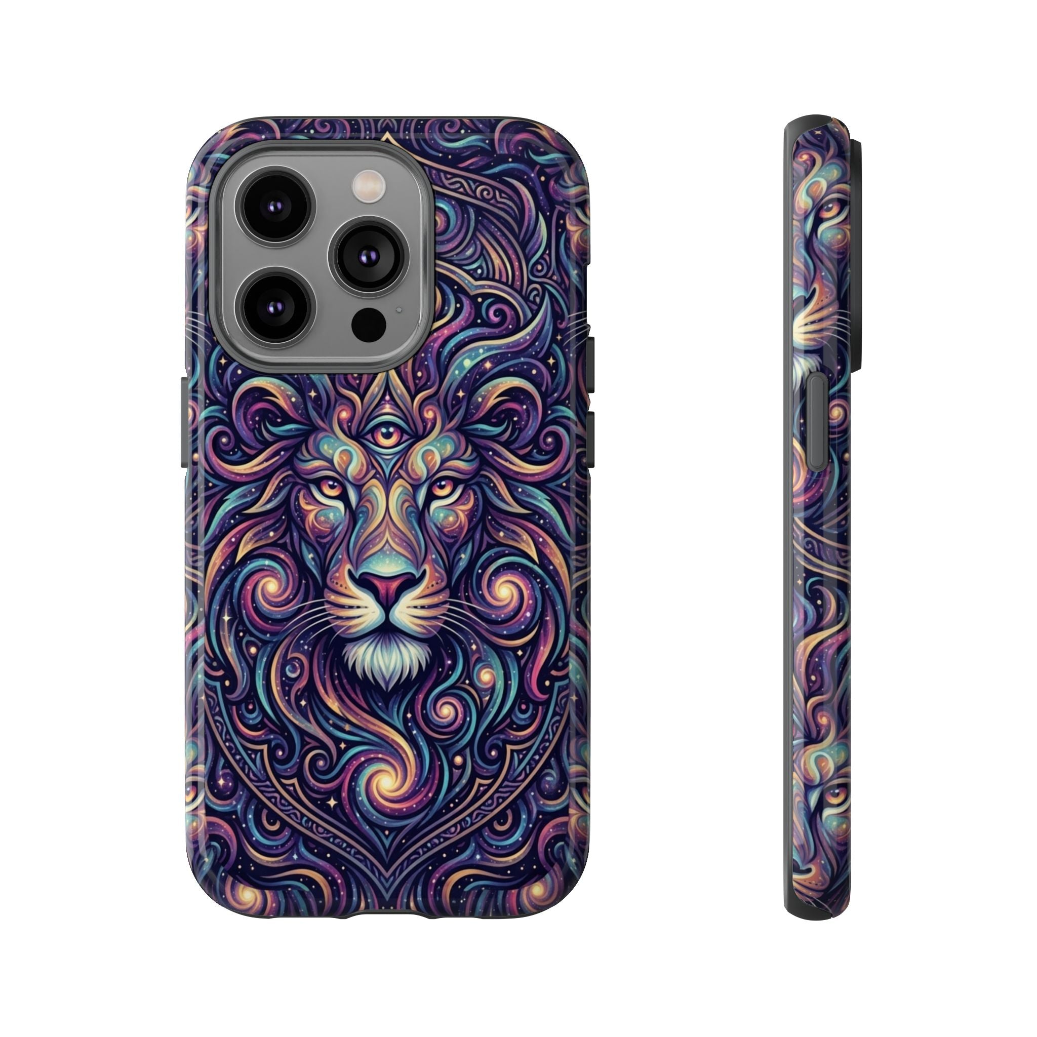 Lion Mandala Phone Case — Psychedelic Swirl Protective Cover