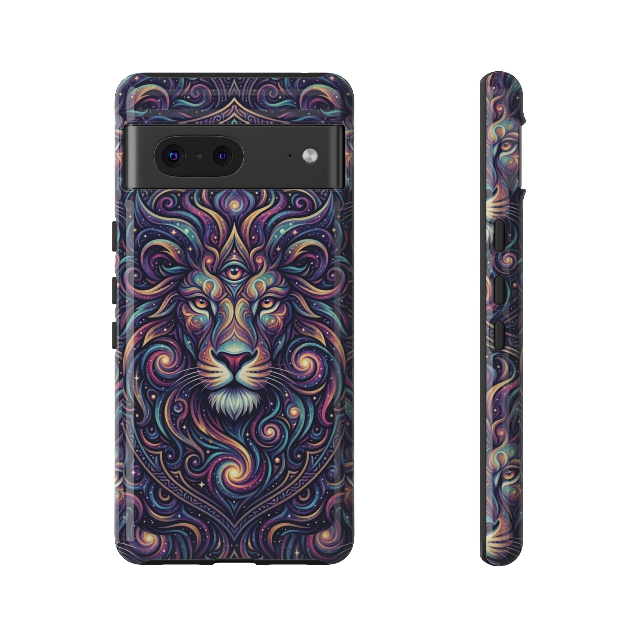 Lion Mandala Phone Case — Psychedelic Swirl Protective Cover