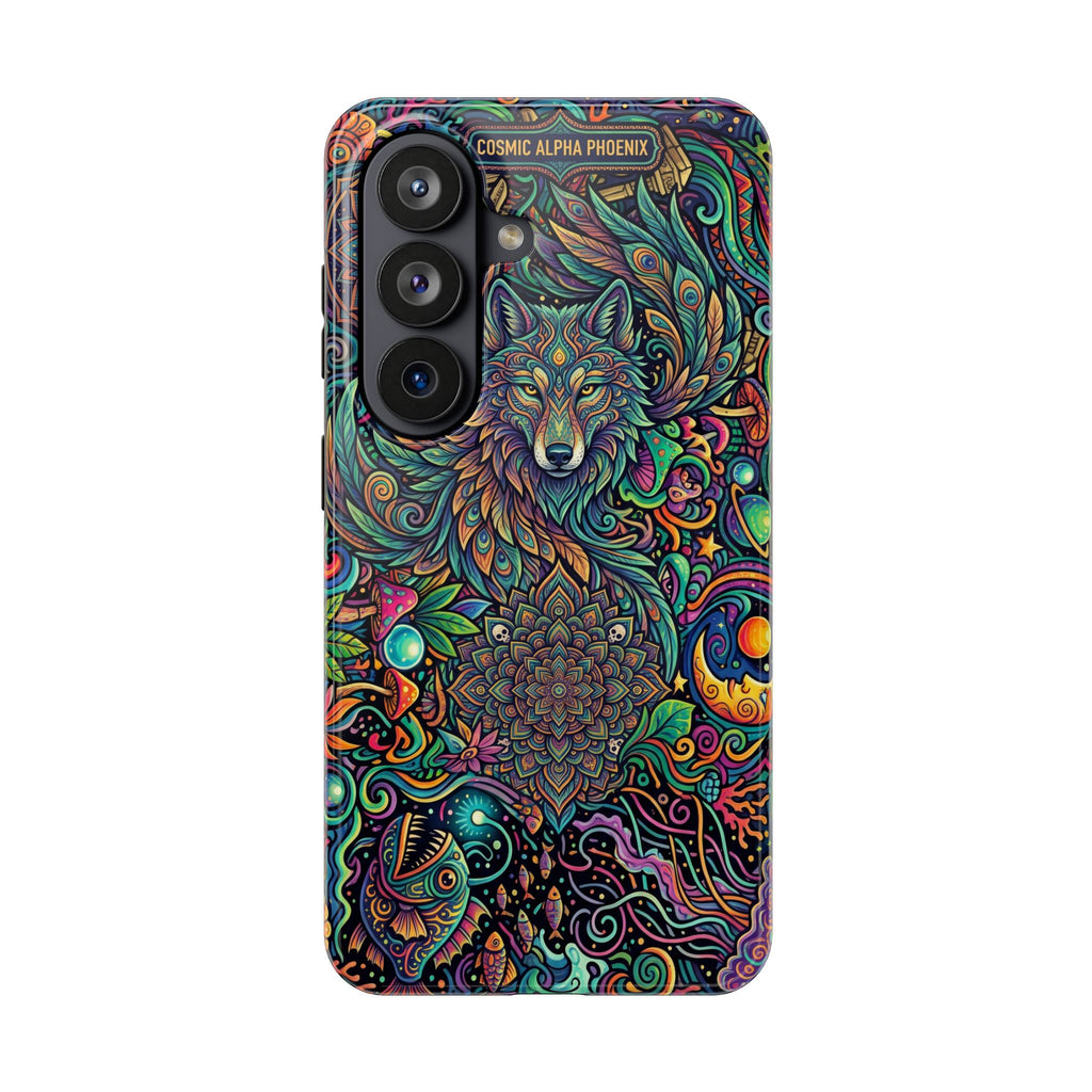 Wolf Mandala Tough Phone Case — Boho Psychedelic Protective Phone Cover