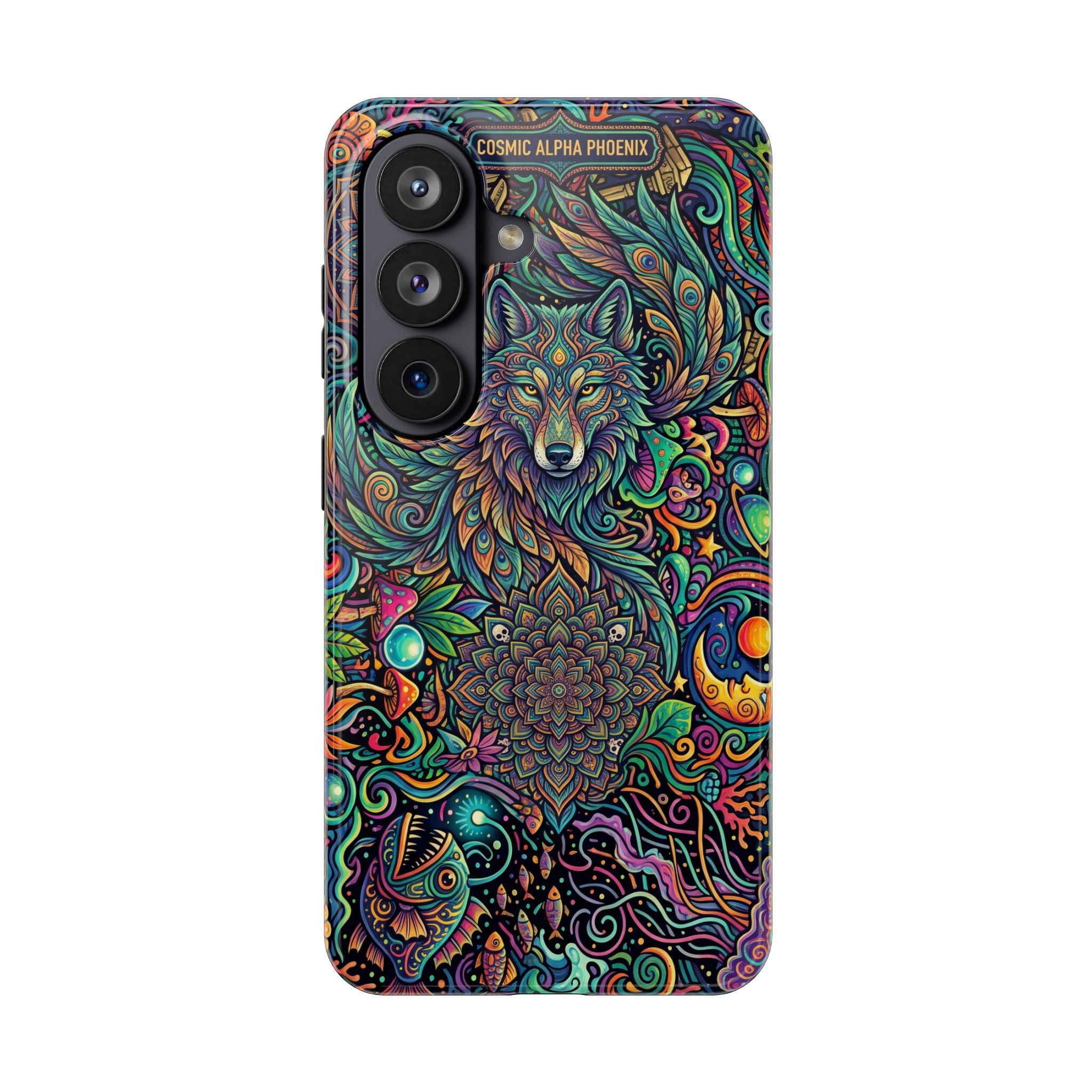 Wolf Mandala Tough Phone Case — Boho Psychedelic Protective Phone Cover