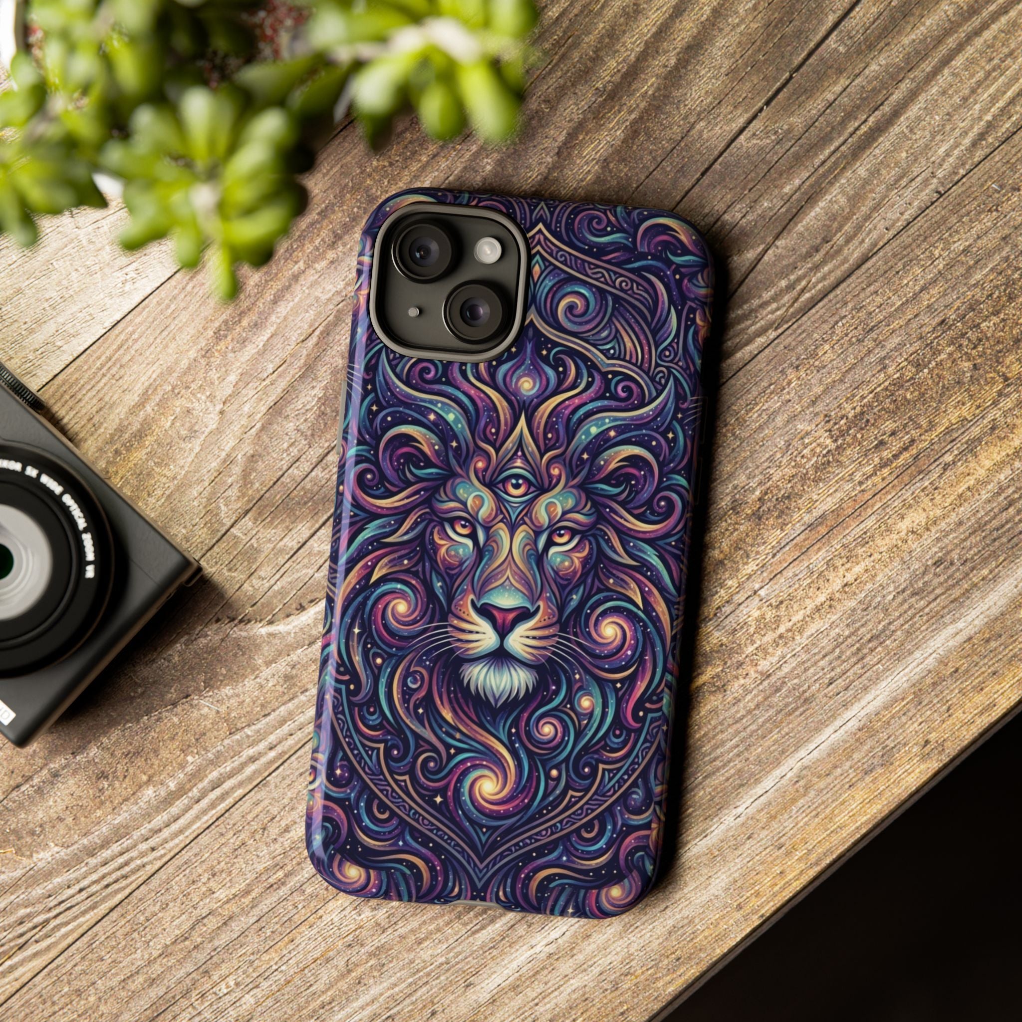 Lion Mandala Phone Case — Psychedelic Swirl Protective Cover