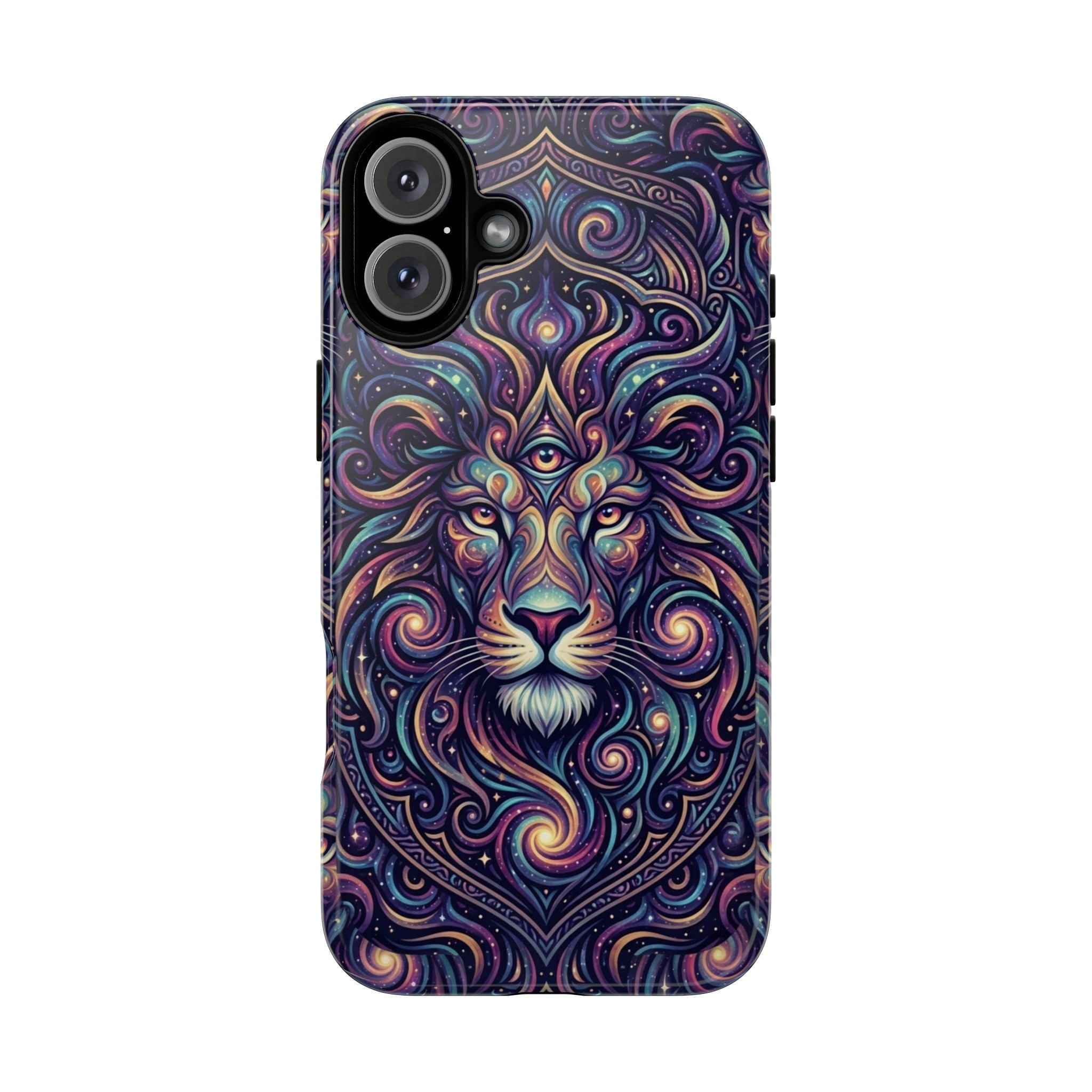 Lion Mandala Phone Case — Psychedelic Swirl Protective Cover