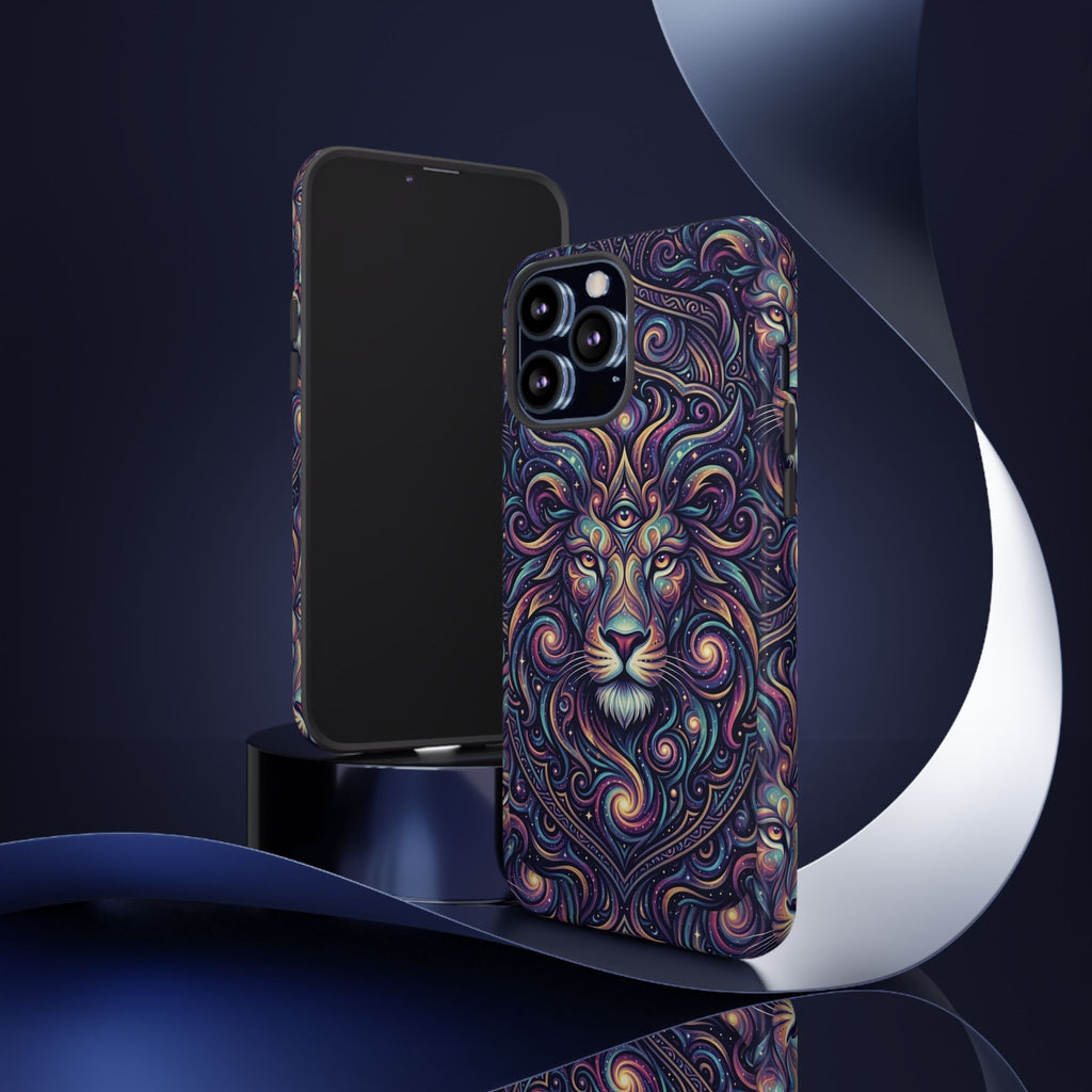 Lion Mandala Phone Case — Psychedelic Swirl Protective Cover