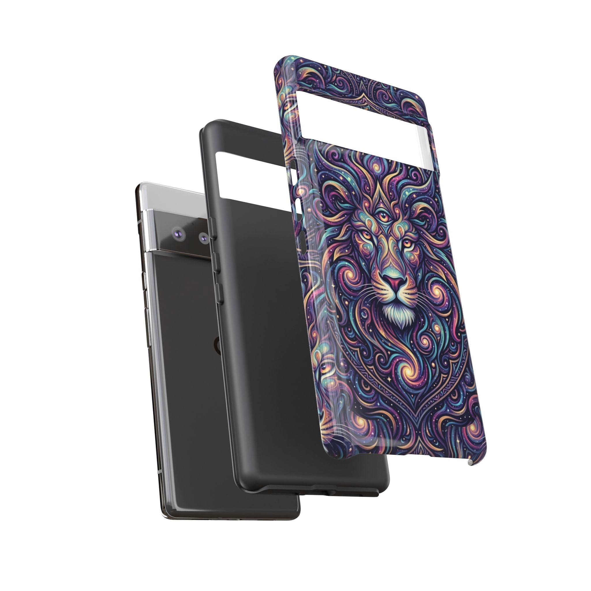 Lion Mandala Phone Case — Psychedelic Swirl Protective Cover