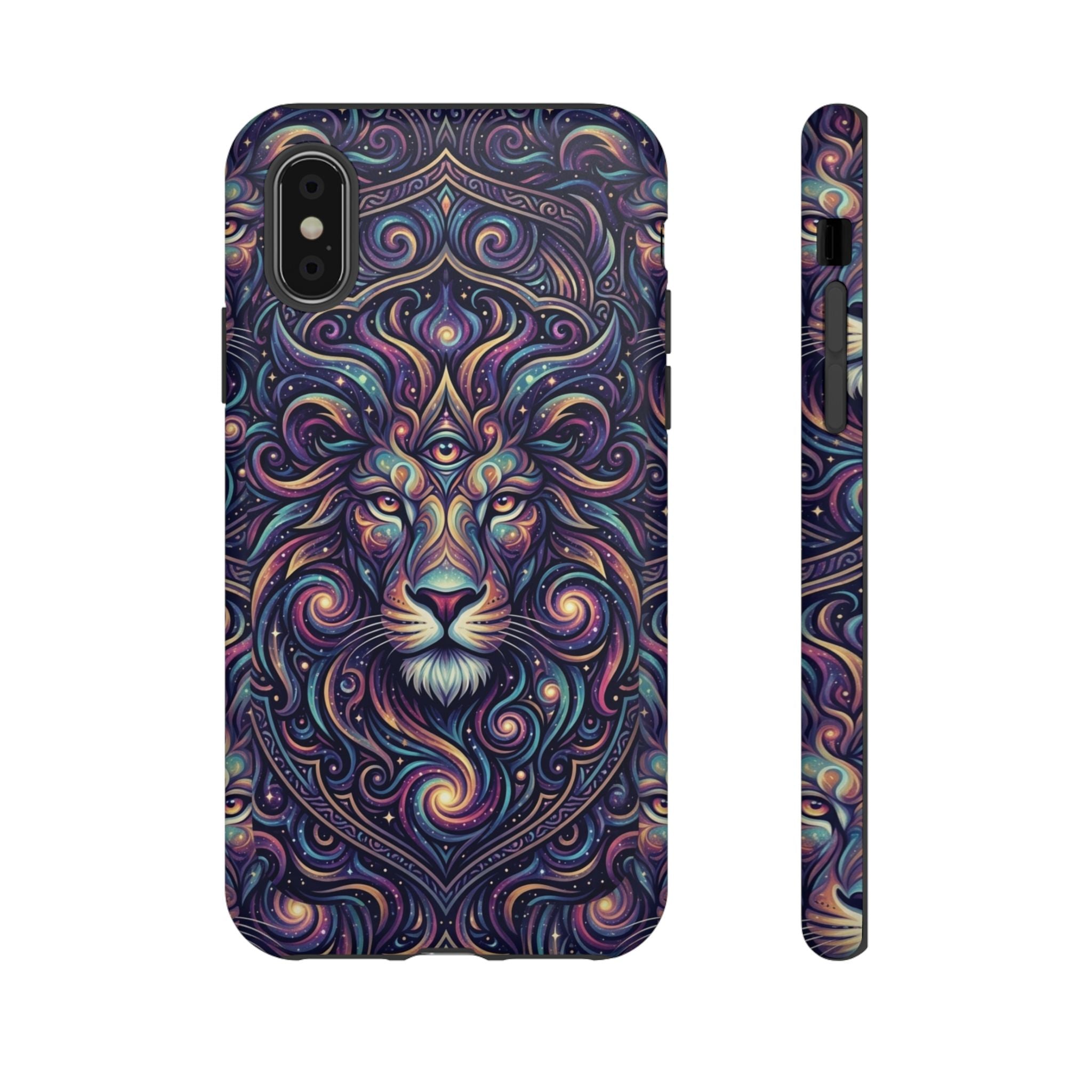 Lion Mandala Phone Case — Psychedelic Swirl Protective Cover