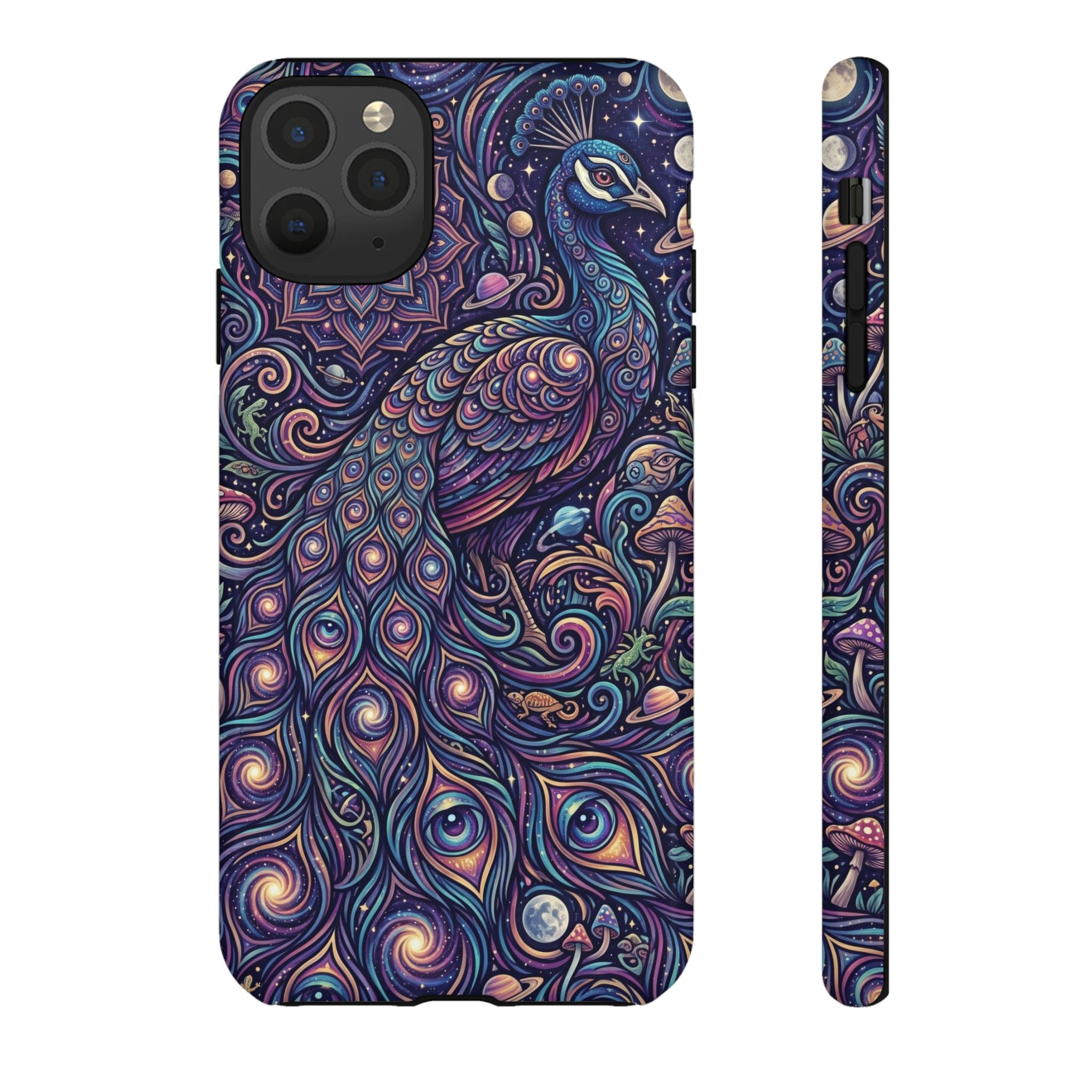 Peacock Mandala Phone Case — Protective Tough Case with Mystic Boho Design