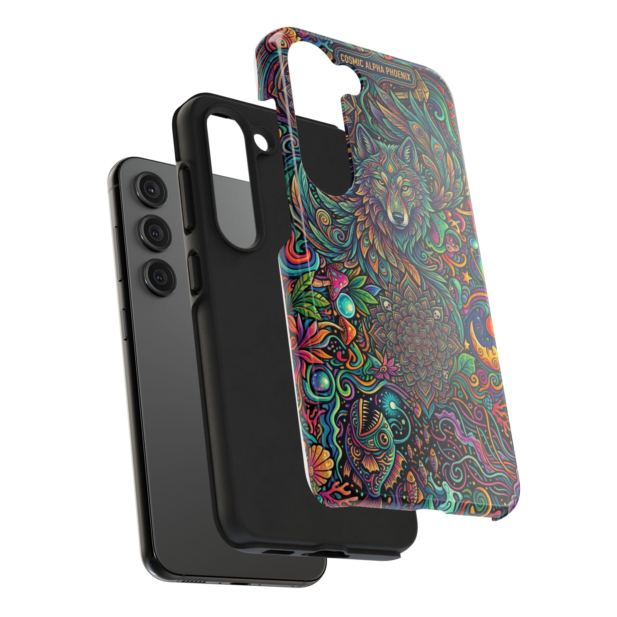 Wolf Mandala Tough Phone Case — Boho Psychedelic Protective Phone Cover