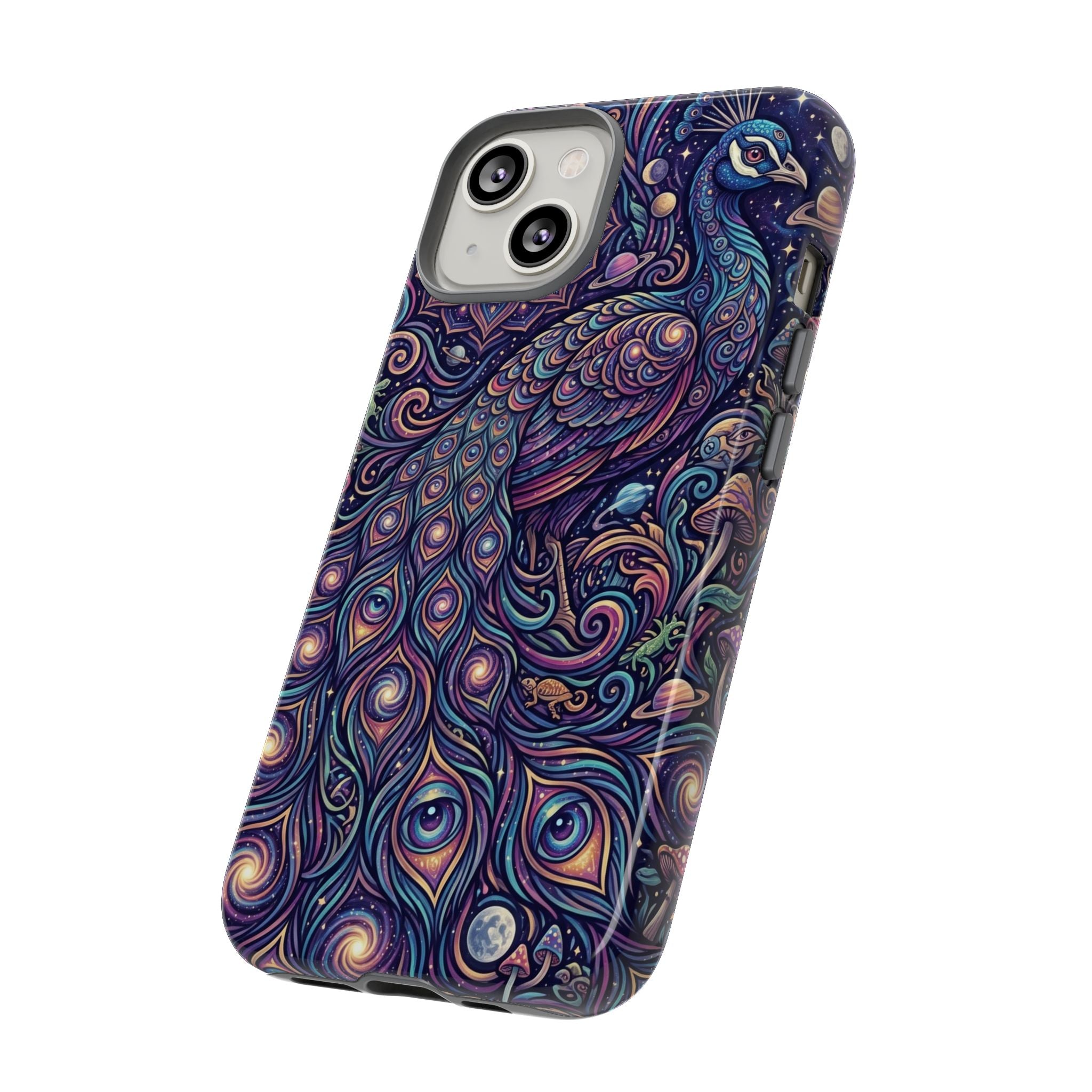 Peacock Mandala Phone Case — Protective Tough Case with Mystic Boho Design