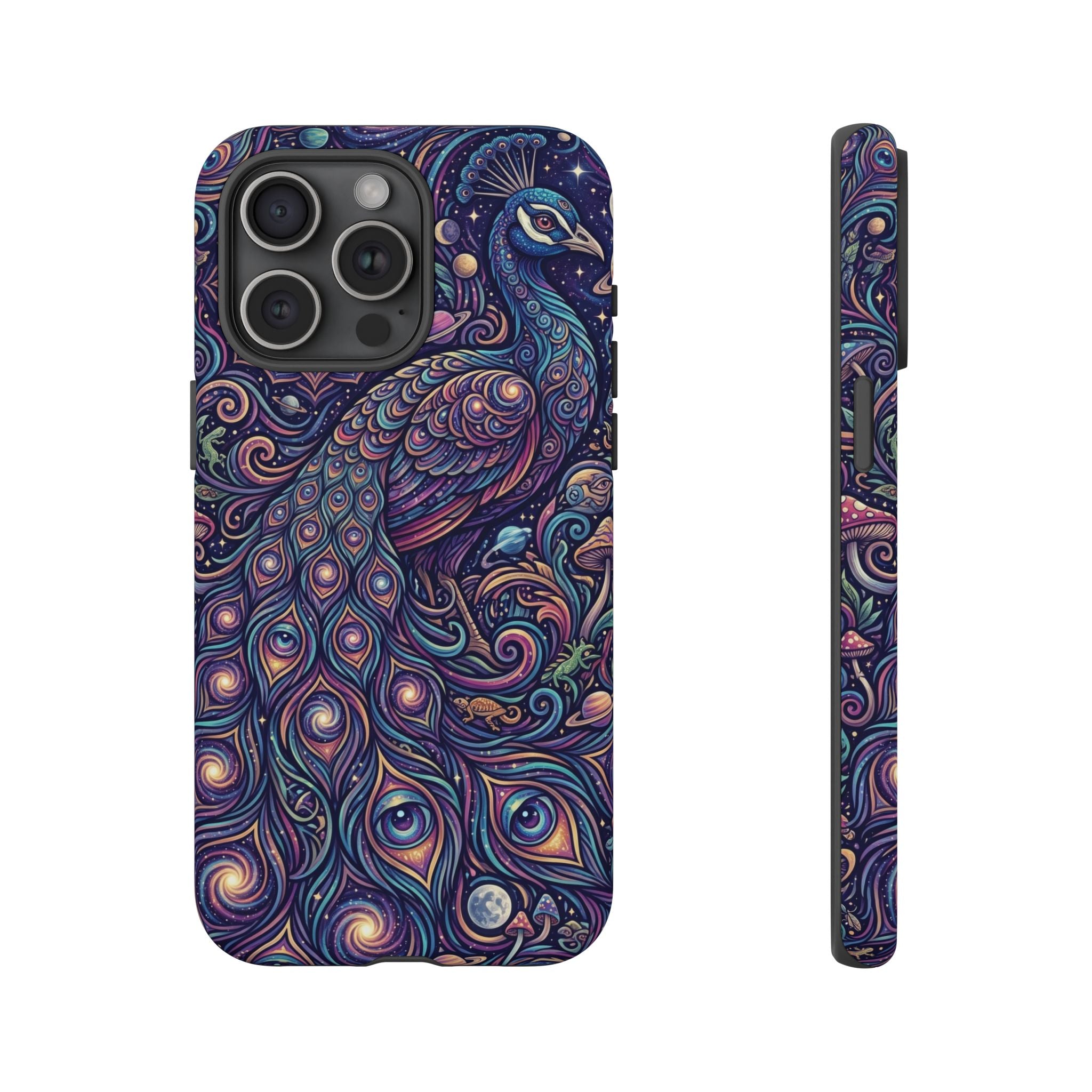 Peacock Mandala Phone Case — Protective Tough Case with Mystic Boho Design