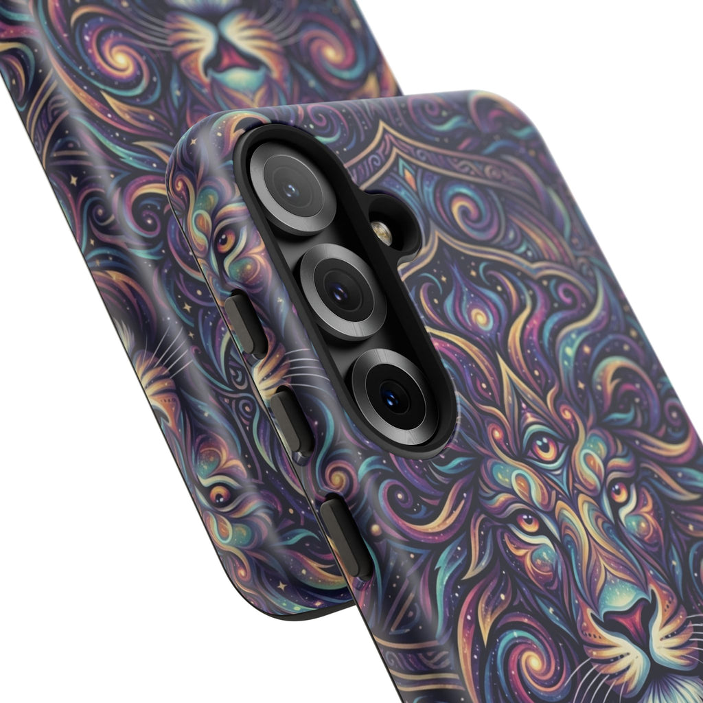 Lion Mandala Phone Case — Psychedelic Swirl Protective Cover