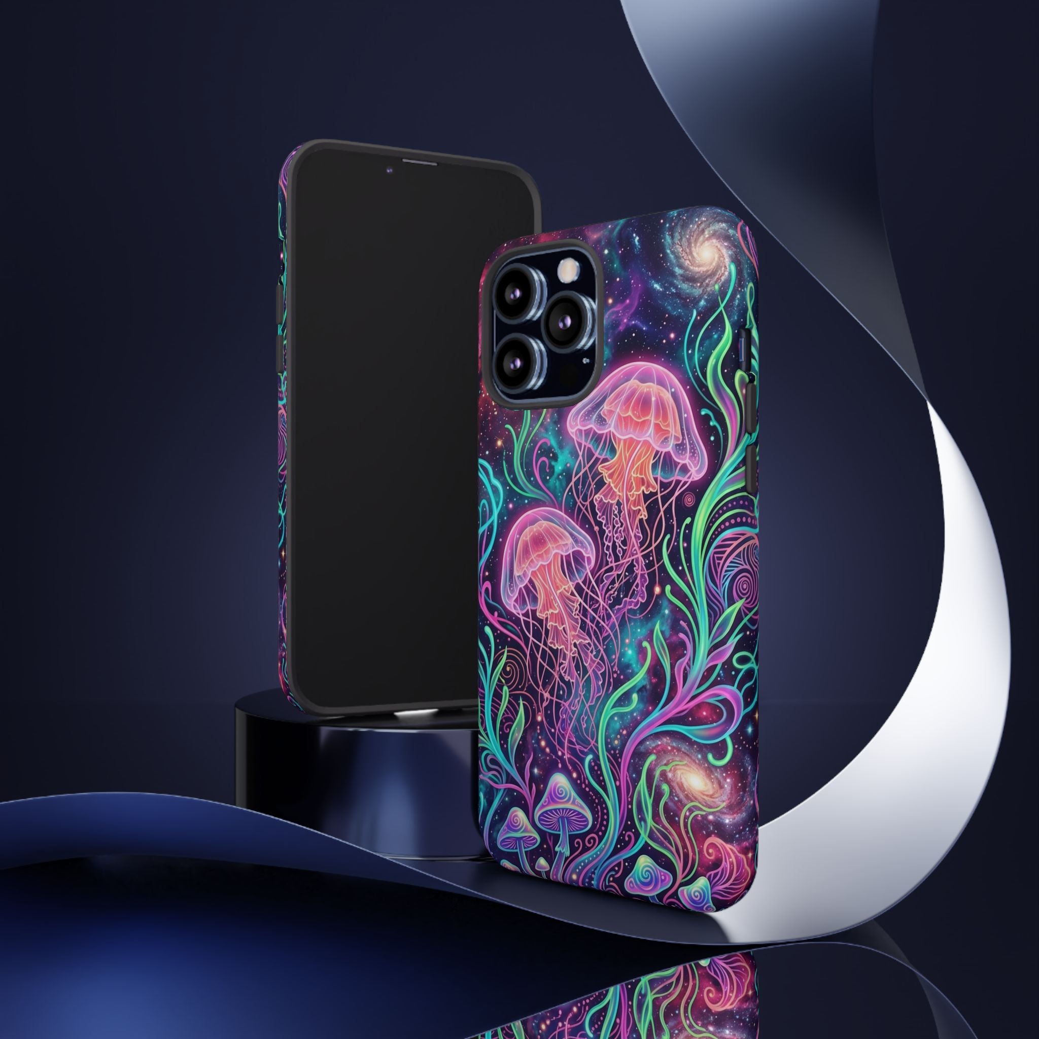 Jellyfish Galaxy Phone Case – Neon Sea Mushroom Tough Case