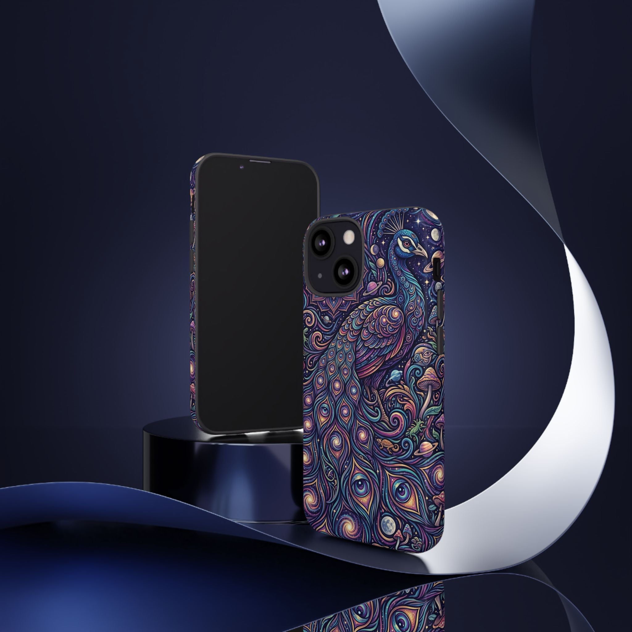 Peacock Mandala Phone Case — Protective Tough Case with Mystic Boho Design