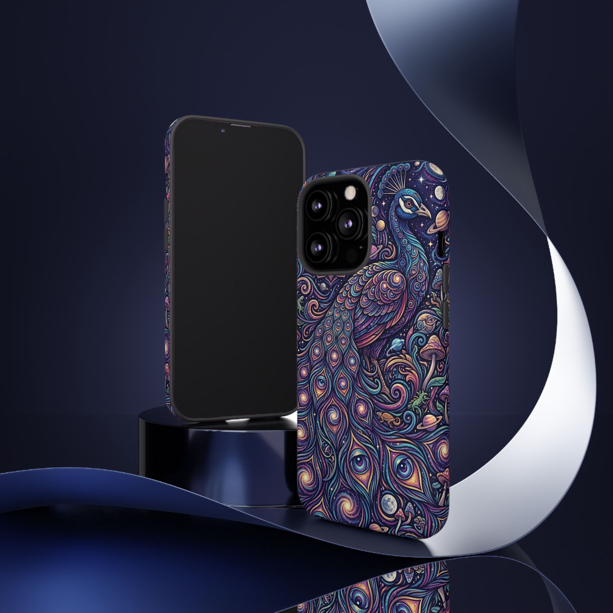 Peacock Mandala Phone Case — Protective Tough Case with Mystic Boho Design