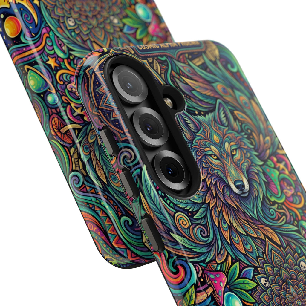 Wolf Mandala Tough Phone Case — Boho Psychedelic Protective Phone Cover