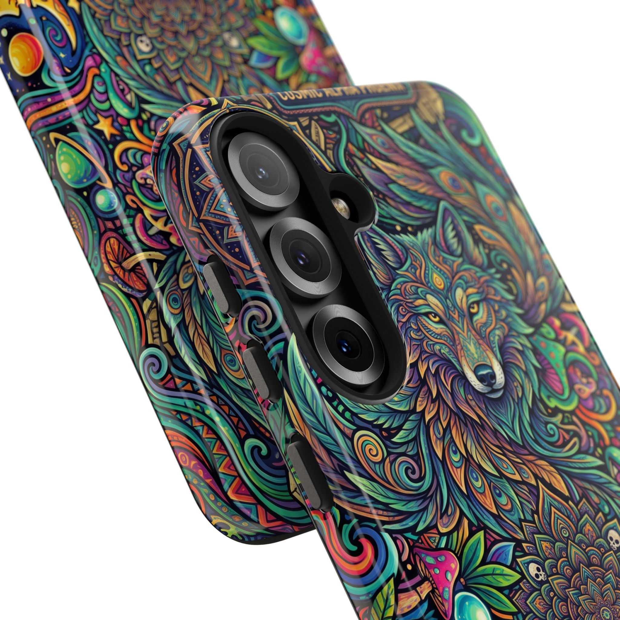 Wolf Mandala Tough Phone Case — Boho Psychedelic Protective Phone Cover