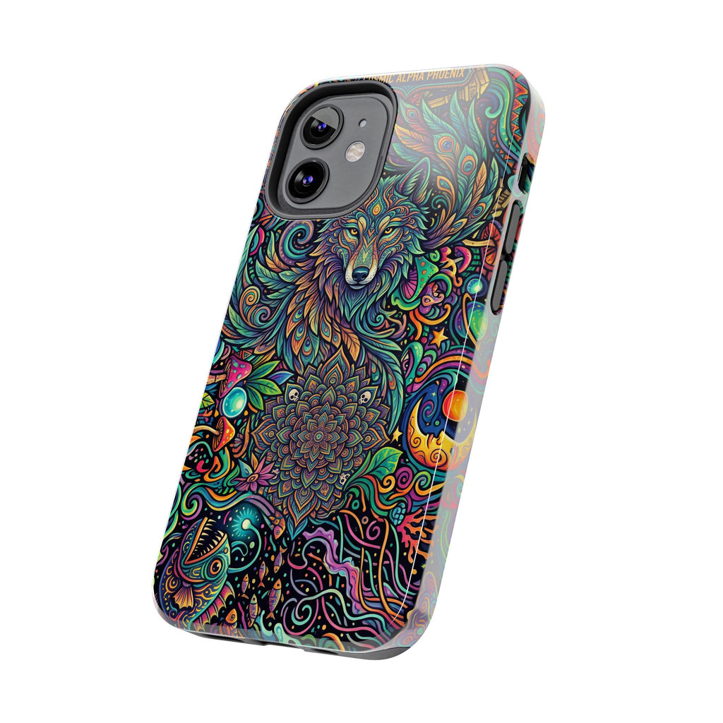 Wolf Mandala Tough Phone Case — Boho Psychedelic Protective Phone Cover