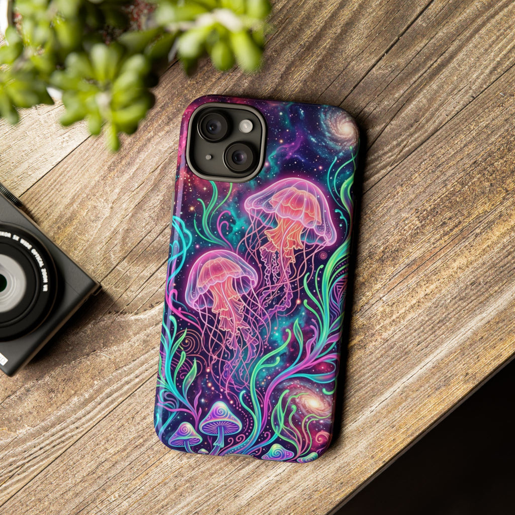 Jellyfish Galaxy Phone Case – Neon Sea Mushroom Tough Case