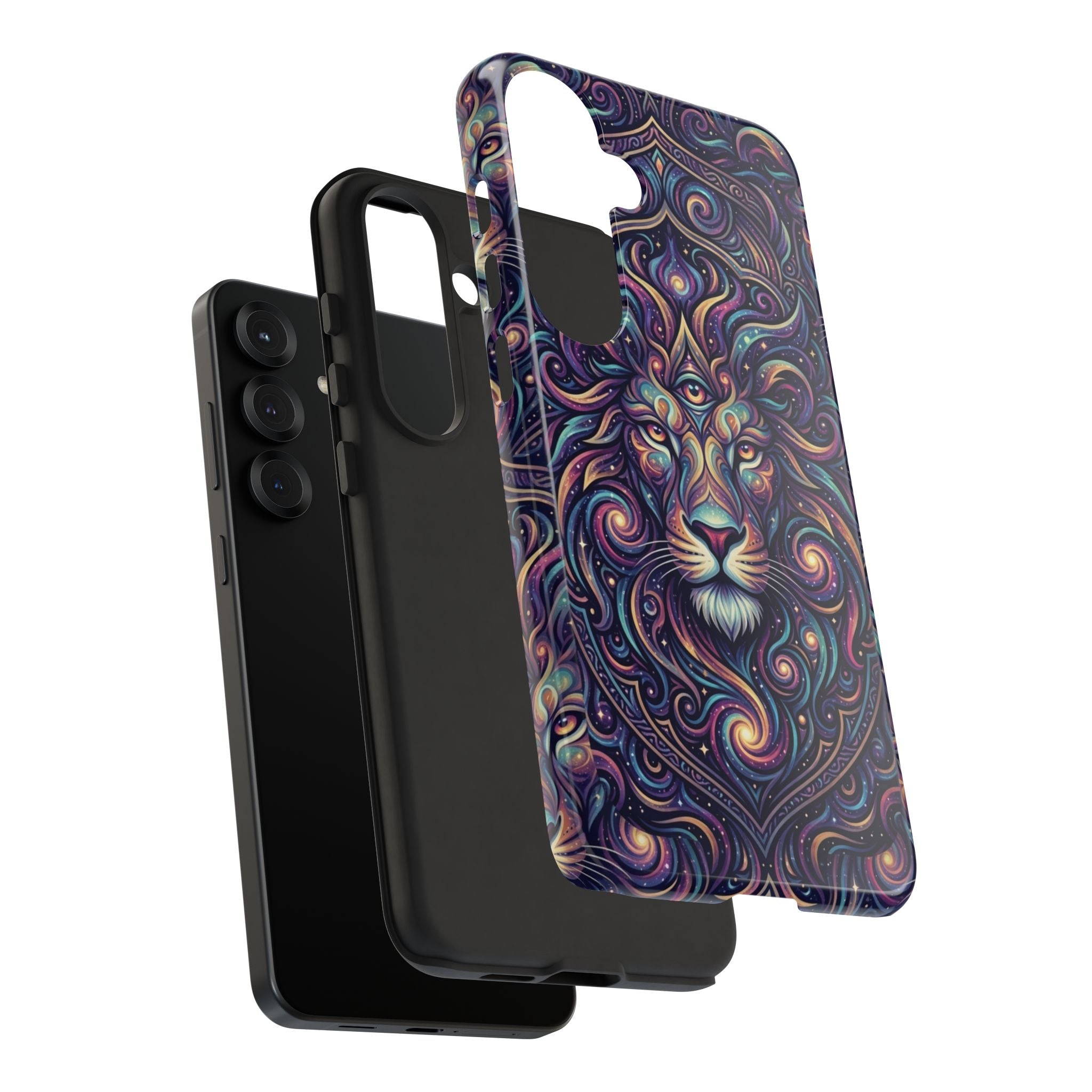 Lion Mandala Phone Case — Psychedelic Swirl Protective Cover