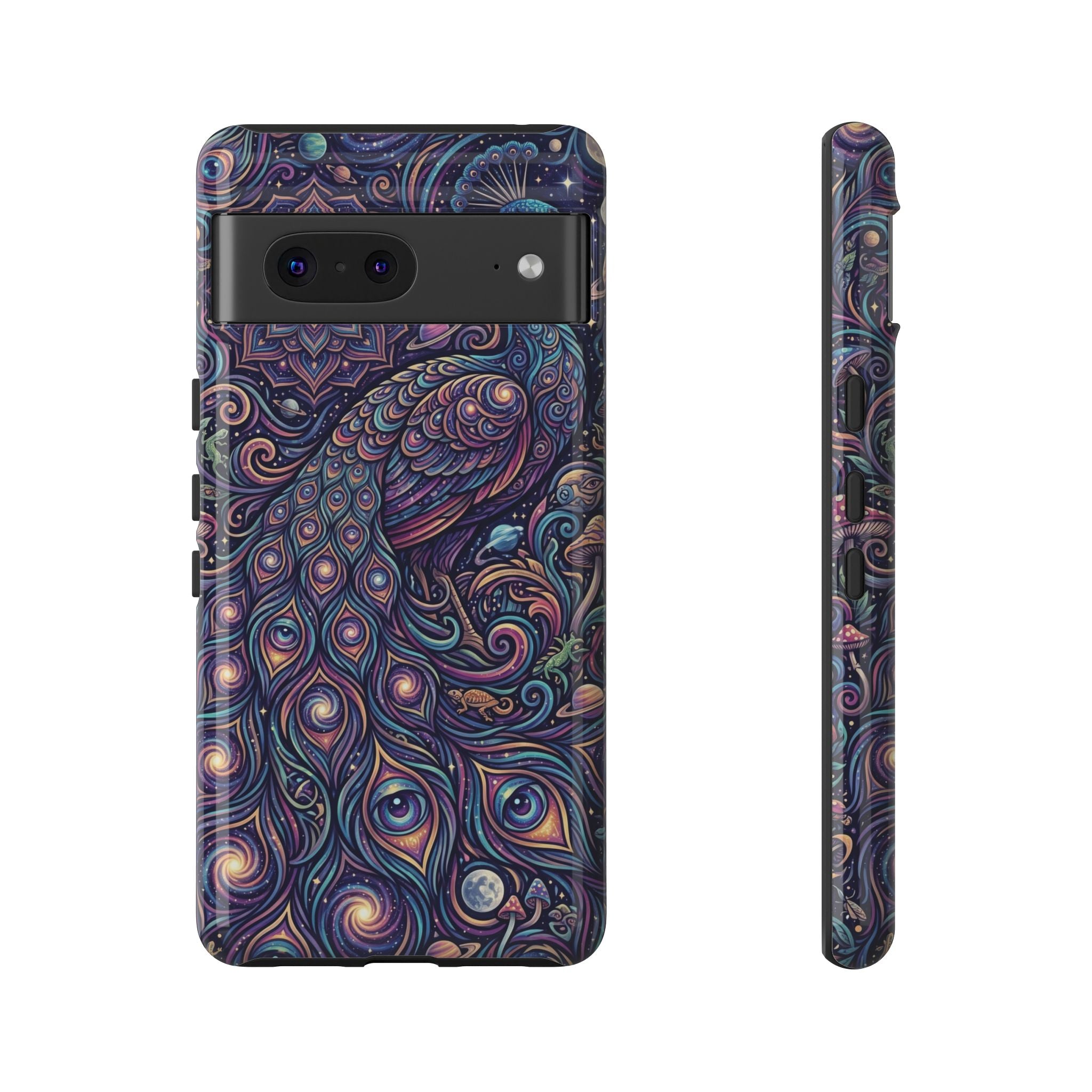 Peacock Mandala Phone Case — Protective Tough Case with Mystic Boho Design