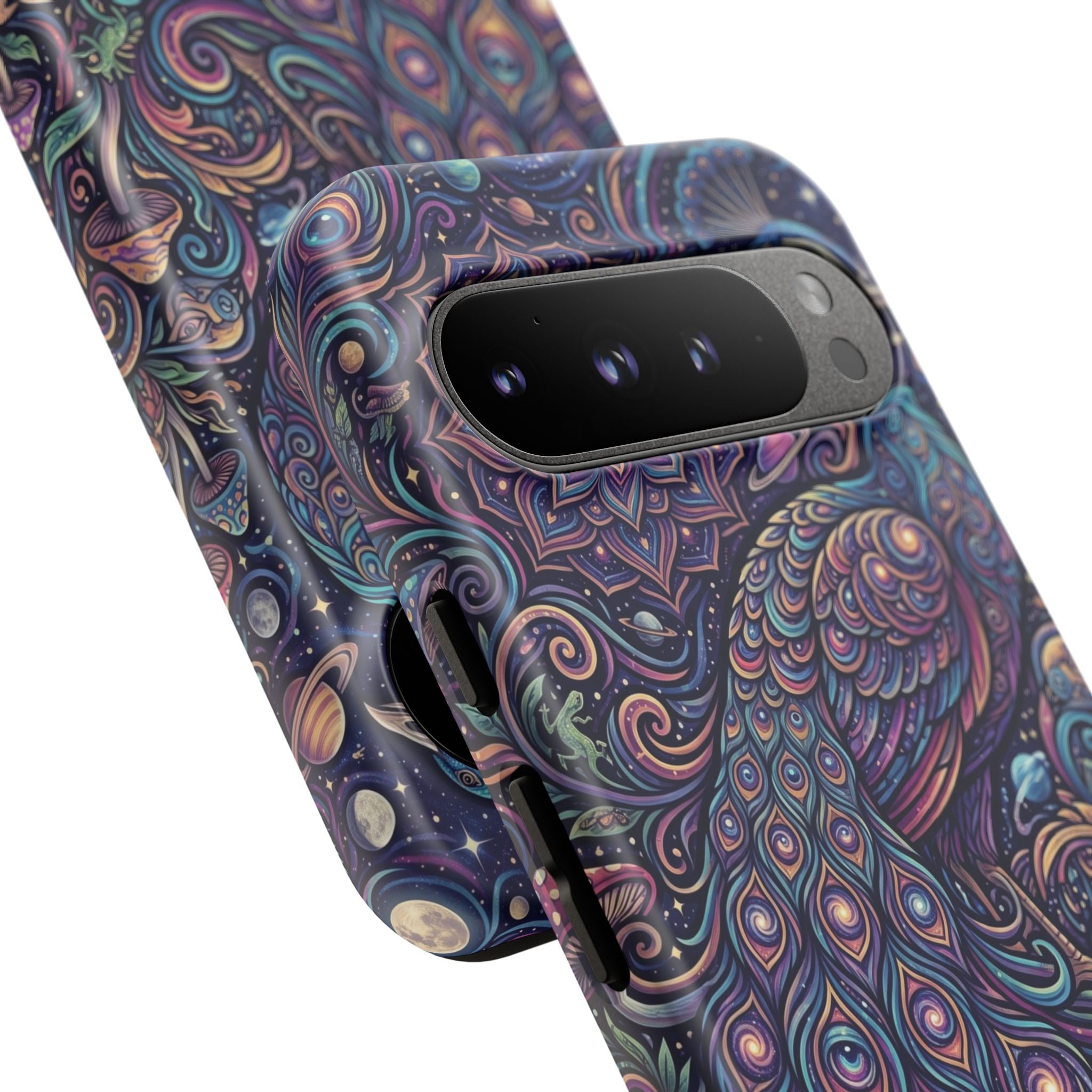 Peacock Mandala Phone Case — Protective Tough Case with Mystic Boho Design