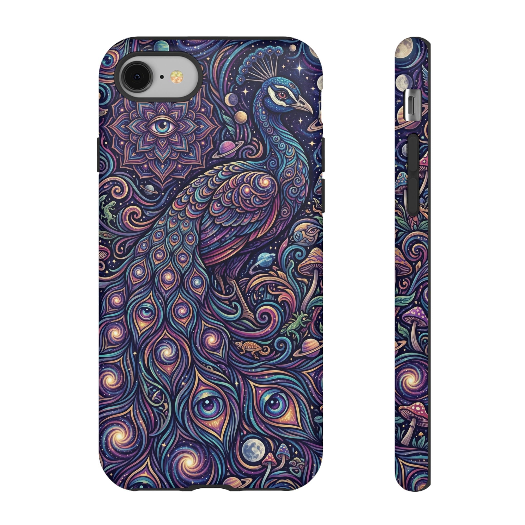 Peacock Mandala Phone Case — Protective Tough Case with Mystic Boho Design