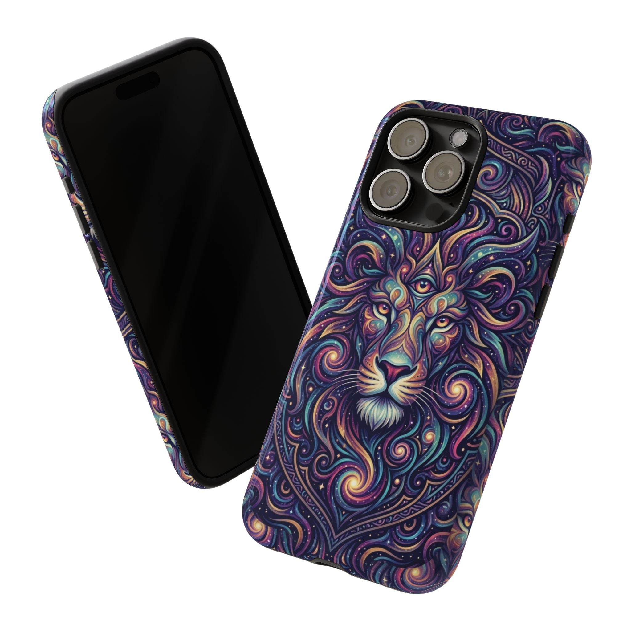 Lion Mandala Phone Case — Psychedelic Swirl Protective Cover