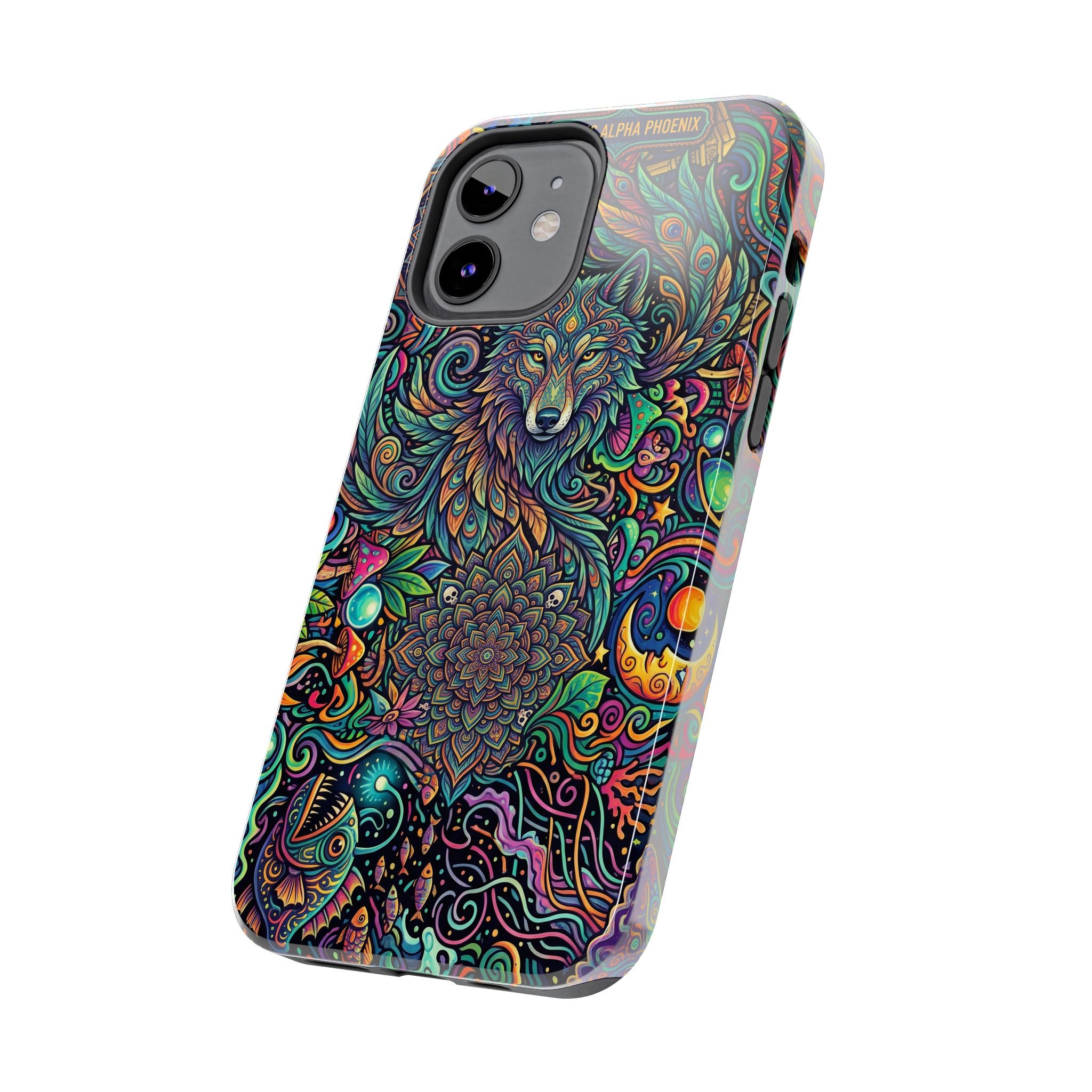 Wolf Mandala Tough Phone Case — Boho Psychedelic Protective Phone Cover