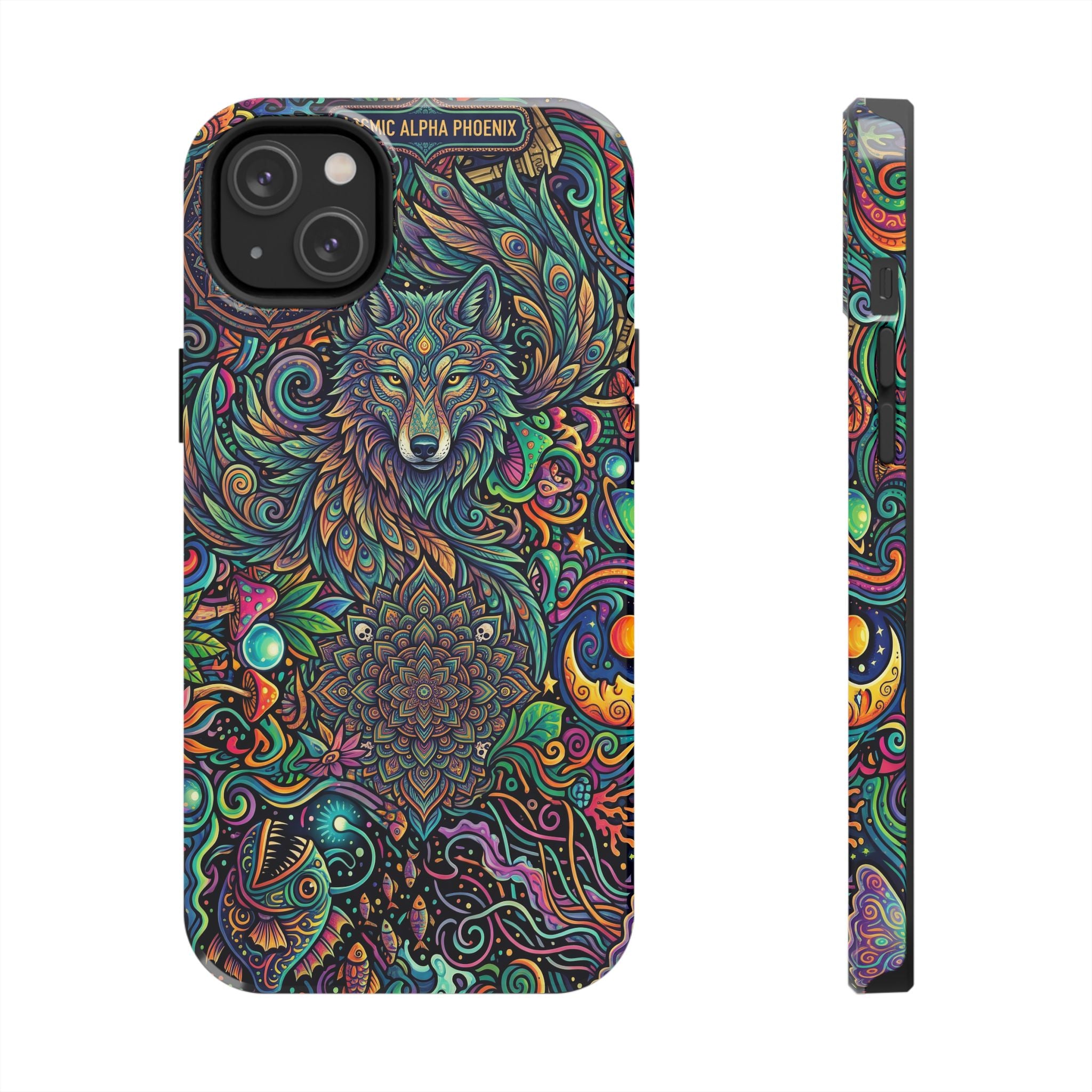 Wolf Mandala Tough Phone Case — Boho Psychedelic Protective Phone Cover