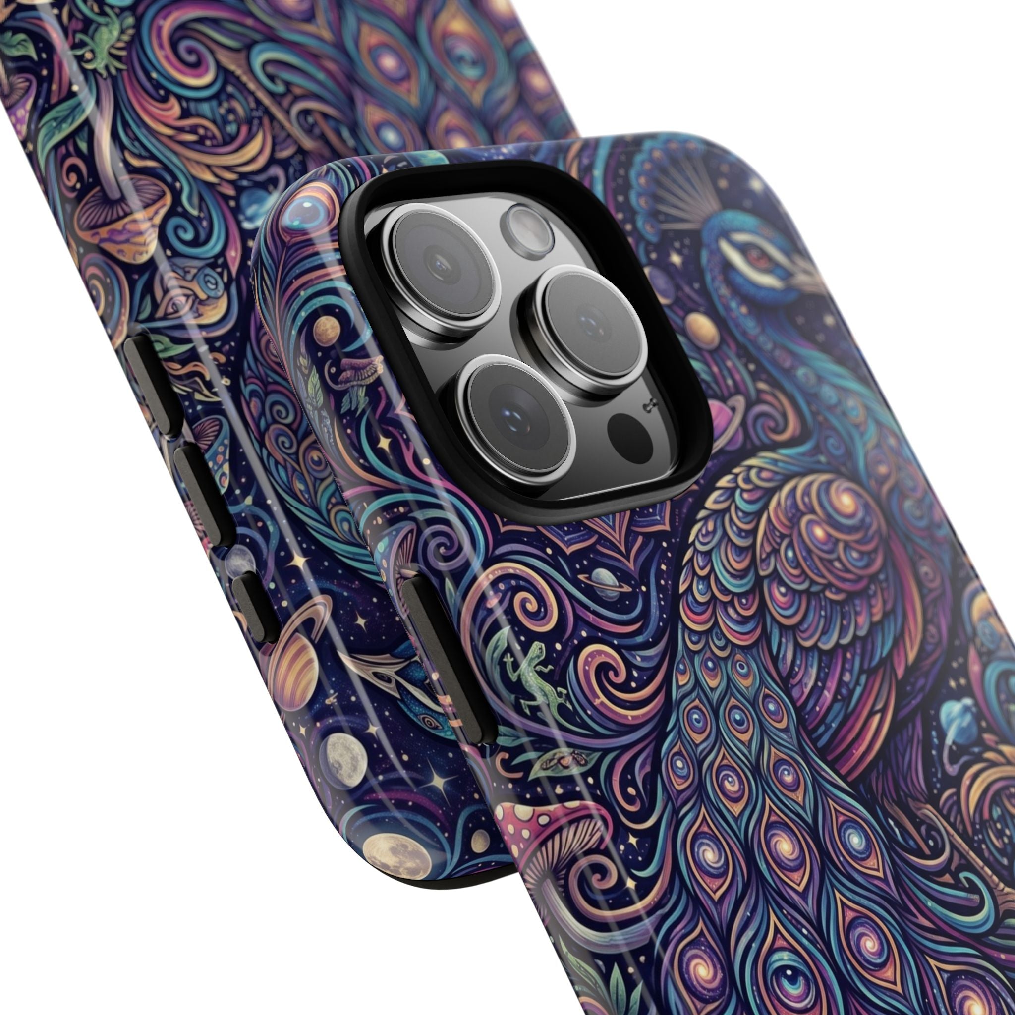 Peacock Mandala Phone Case — Protective Tough Case with Mystic Boho Design