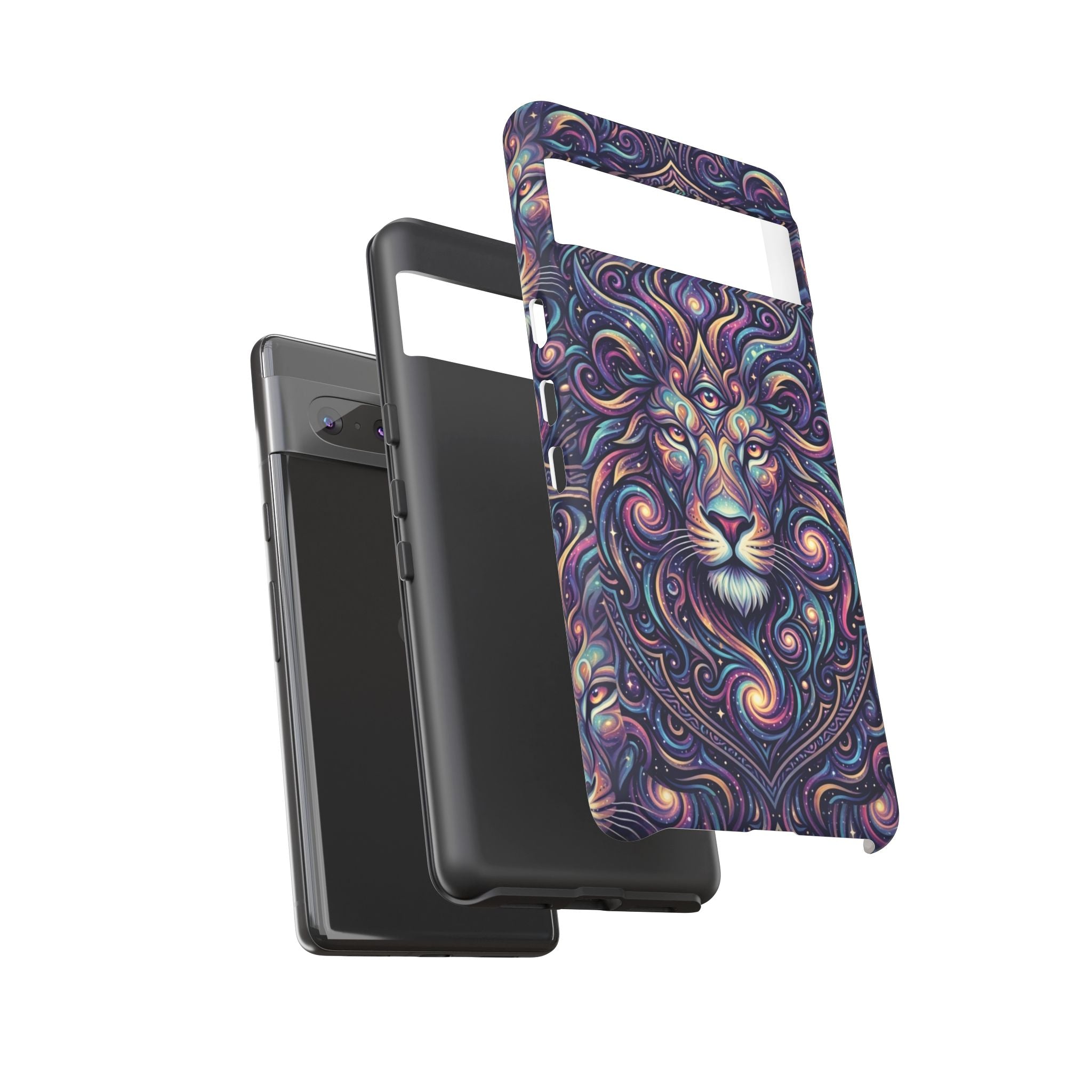 Lion Mandala Phone Case — Psychedelic Swirl Protective Cover
