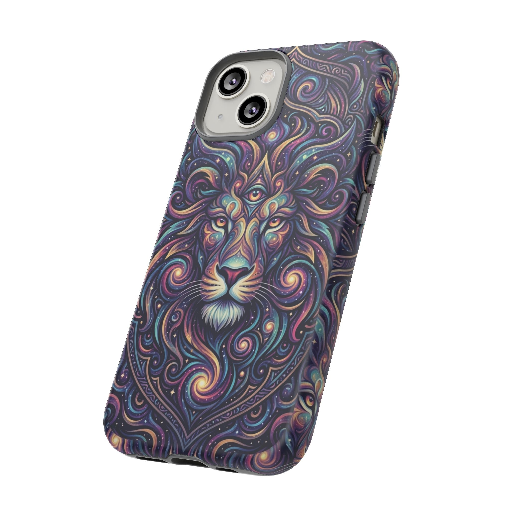 Lion Mandala Phone Case — Psychedelic Swirl Protective Cover