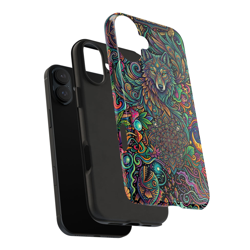Wolf Mandala Tough Phone Case — Boho Psychedelic Protective Phone Cover