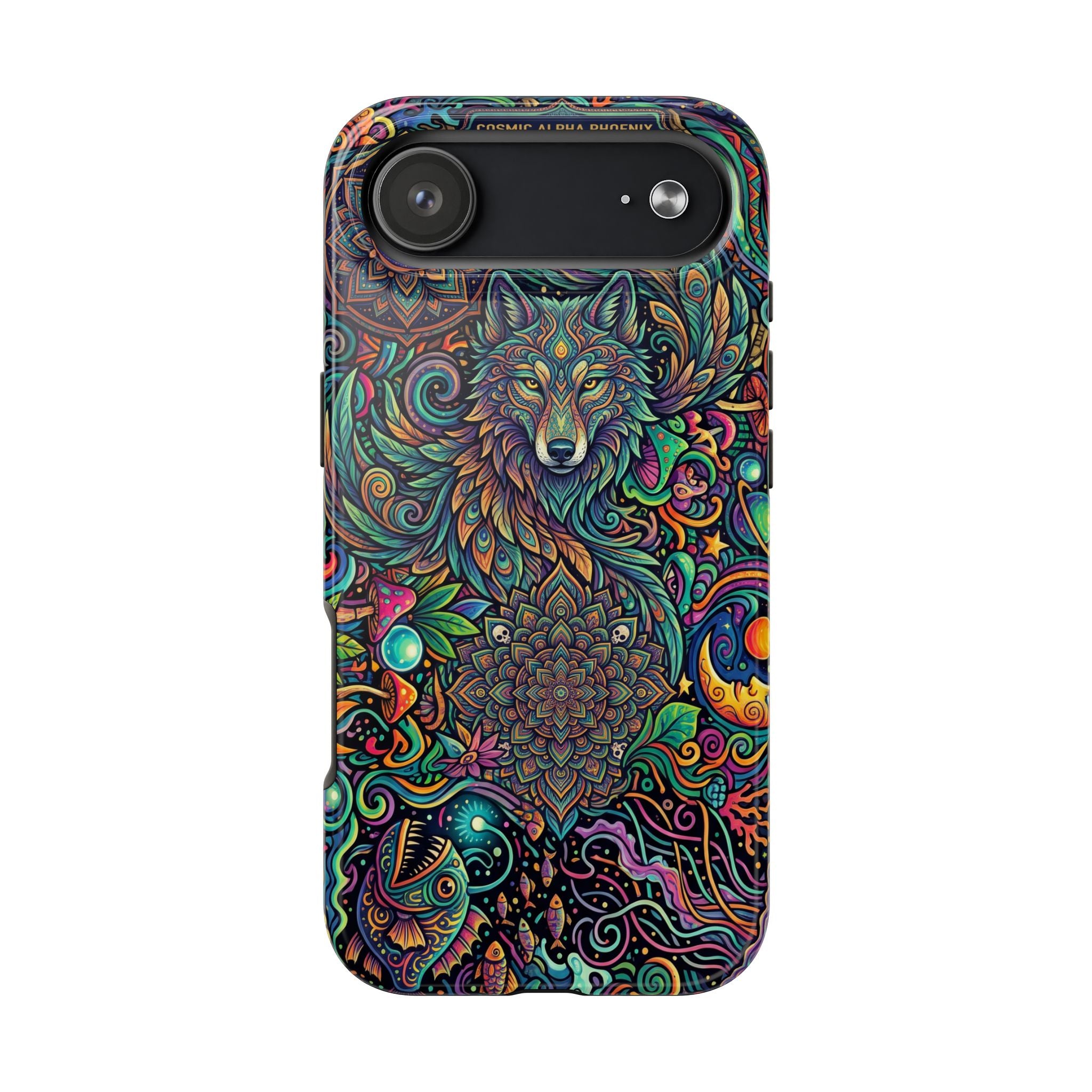Wolf Mandala Tough Phone Case — Boho Psychedelic Protective Phone Cover