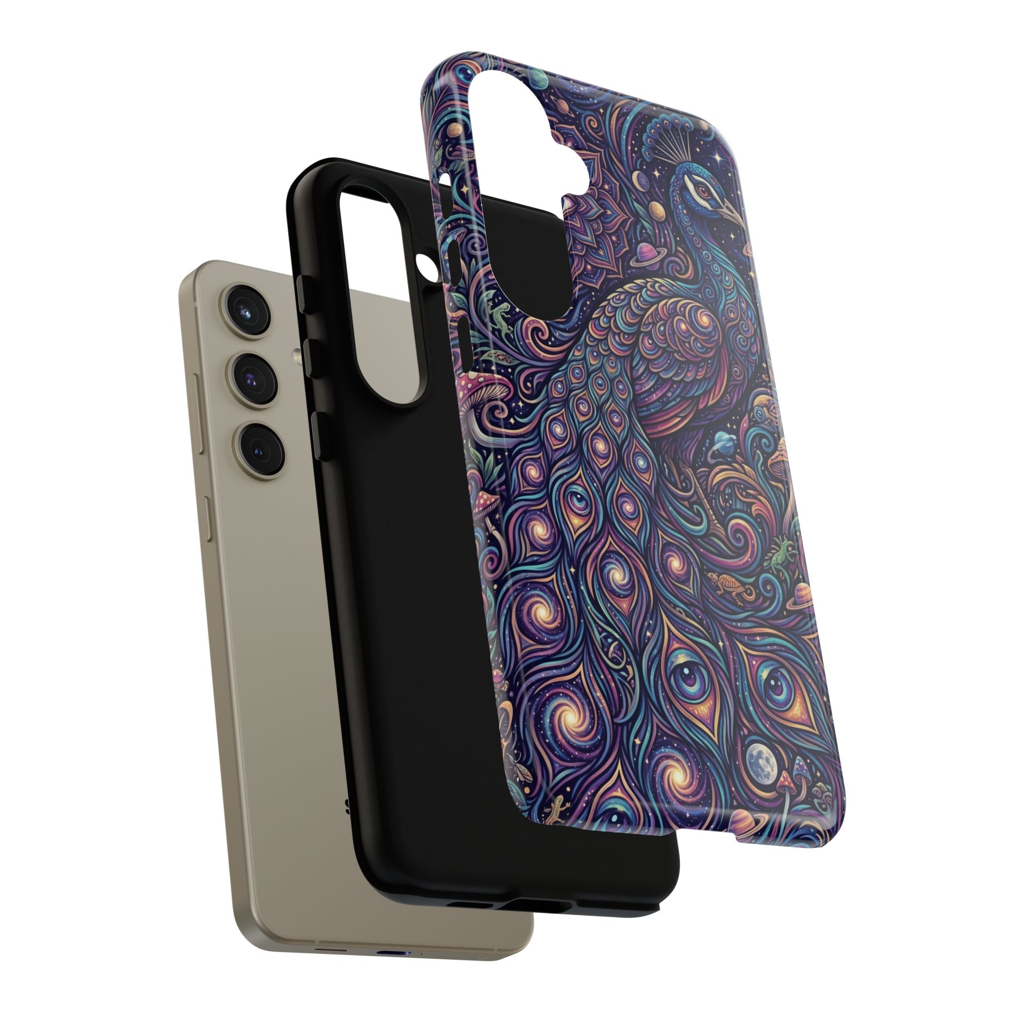 Peacock Mandala Phone Case — Protective Tough Case with Mystic Boho Design