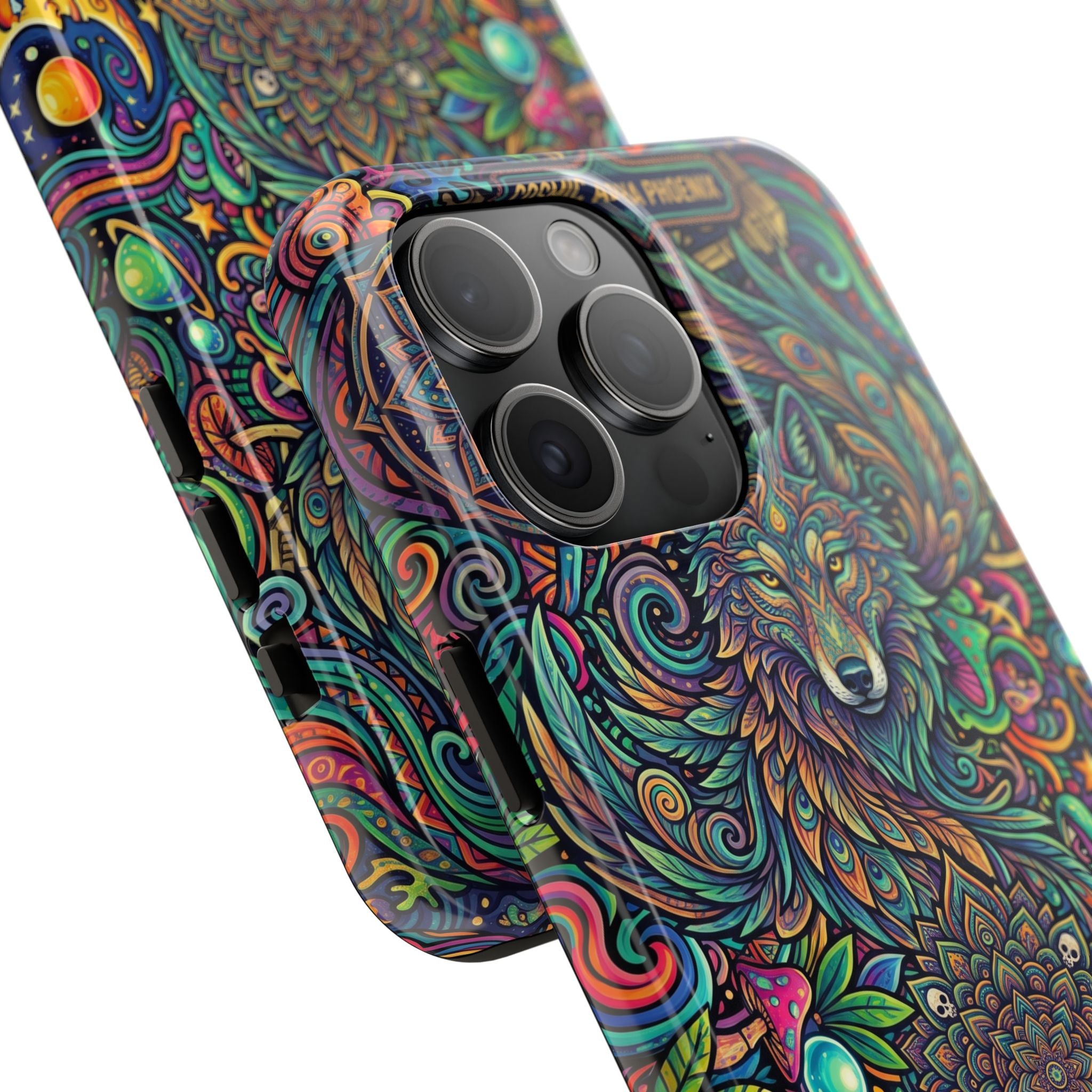 Wolf Mandala Tough Phone Case — Boho Psychedelic Protective Phone Cover